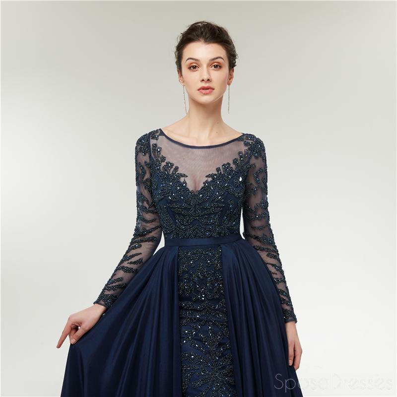 Elegant Long Sleeve Beaded Prom Dress for Evening Party | Formal Gown with Intricate Beading | Perfect for Homecoming, Prom Night & Special Occasions