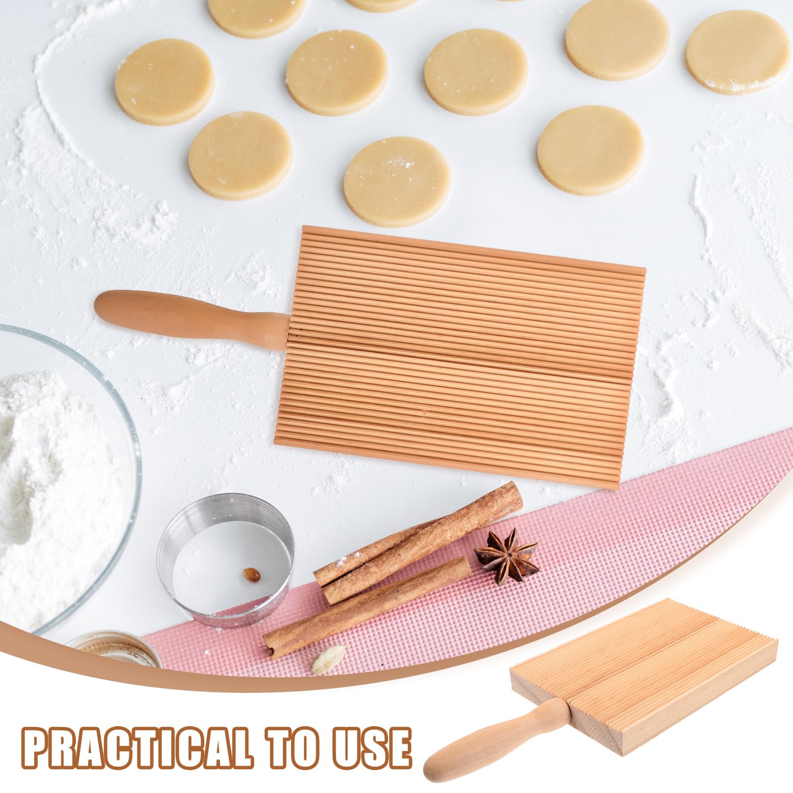DOITOOL Natural Wood Gnocchi Board & Pasta Maker - Handmade Italian Gnocchi Stripper, Homemade Pasta & Spaghetti Kitchen Tool - Perfect for Italian Cooking, Pasta Making & Gourmet Food Preparation