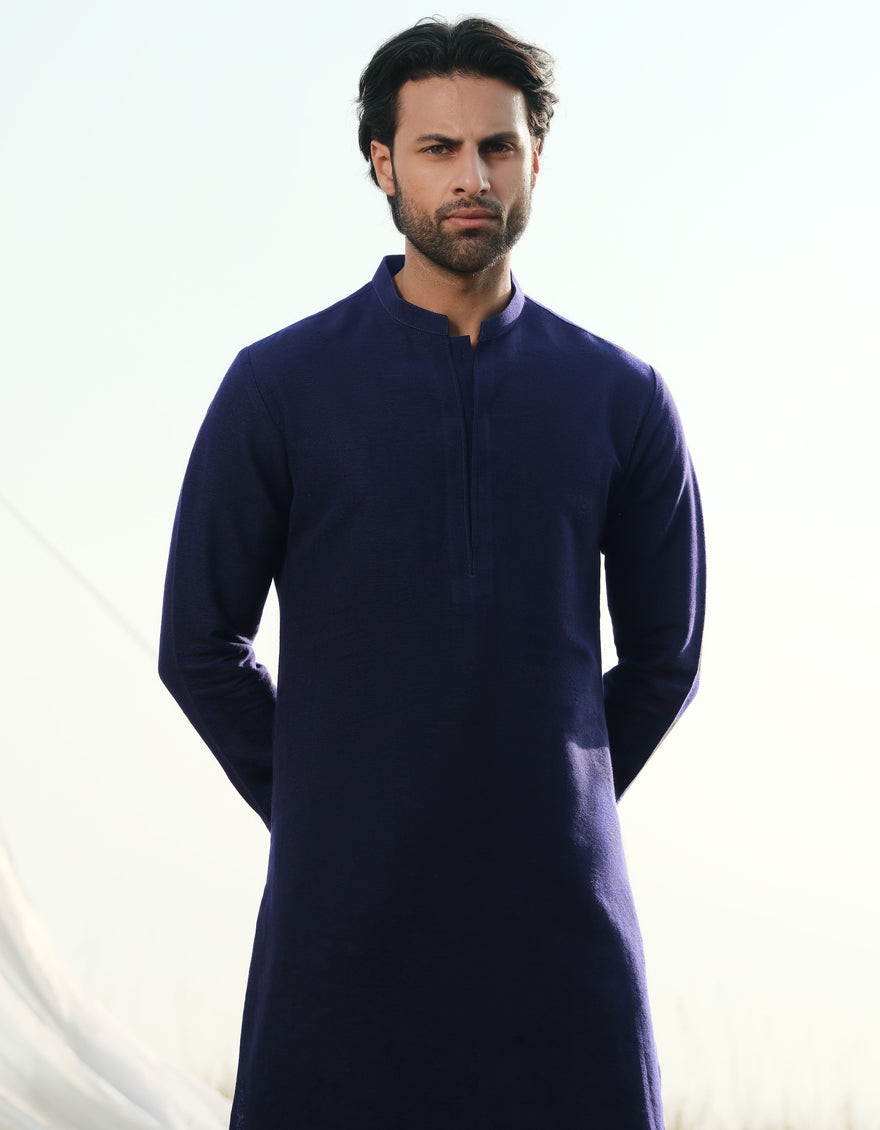 Premium Cotton Blue Kurta Trouser Set by J. Junaid Jamshed - Traditional Pakistani Outfit for Men, Eid & Wedding Wear