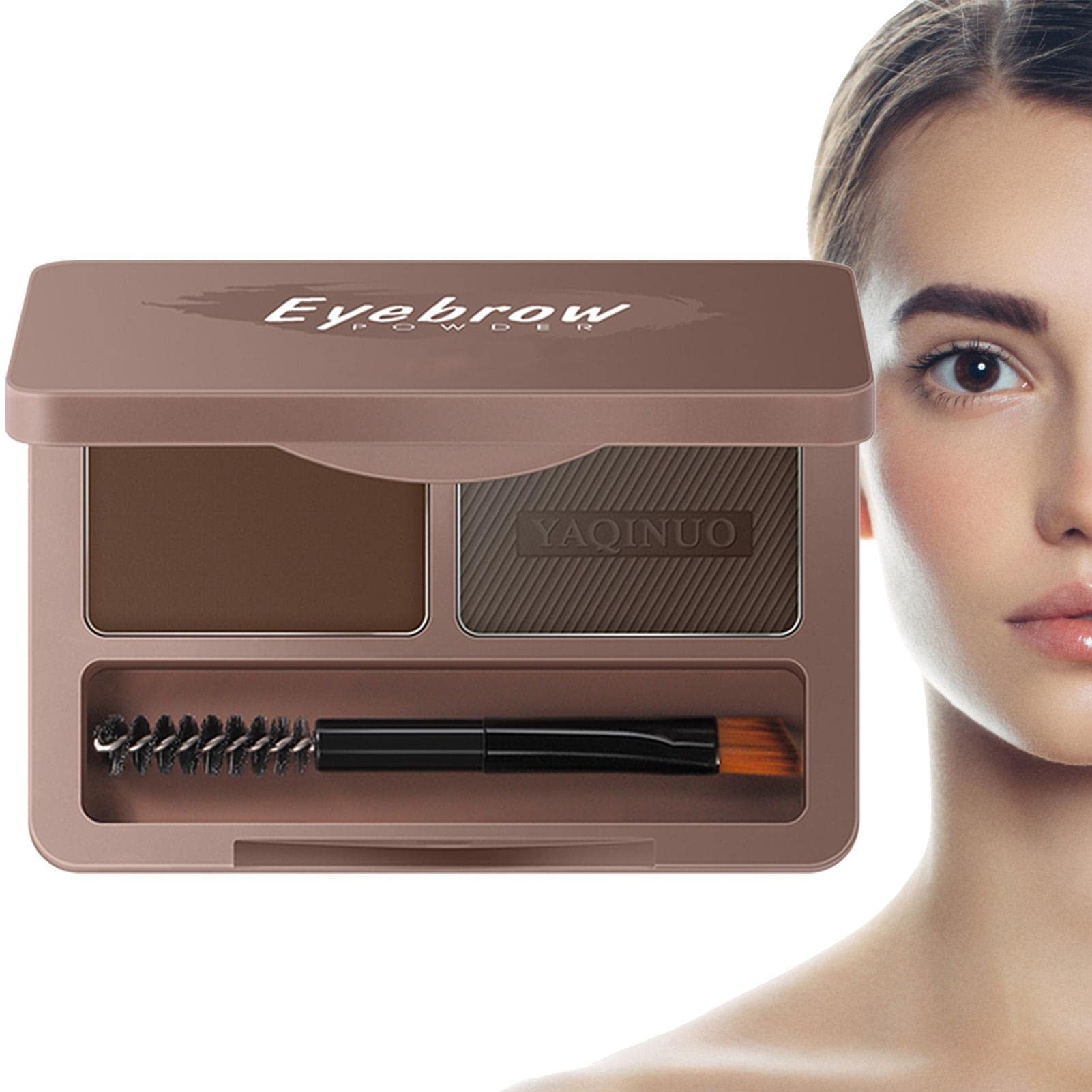 Aoren Eyebrow Powder Kit - 2 Colors Waterproof Brow Tint Powder with Mirror, Brush & Compact Case | Natural Eyebrow Makeup for Daily Use & Professional Looks