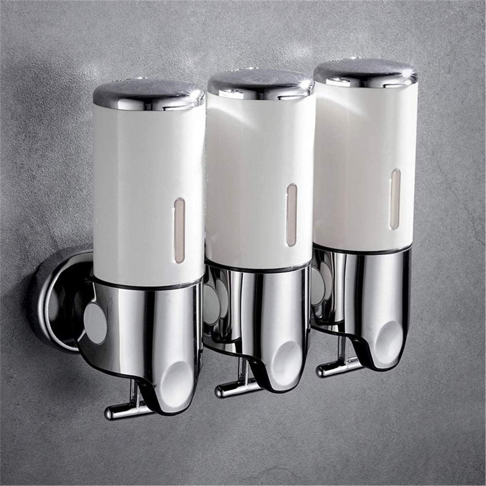 Triple Manual Shower Dispensers Wall Mount - 3X 500ml T-Bar Metal Pump (White) | Damage-Free Shampoo, Body Wash & Conditioner Dispenser for Bathroom, Home & Hotel | Perfect for Space-Saving Organization & Luxury Bath Experience
