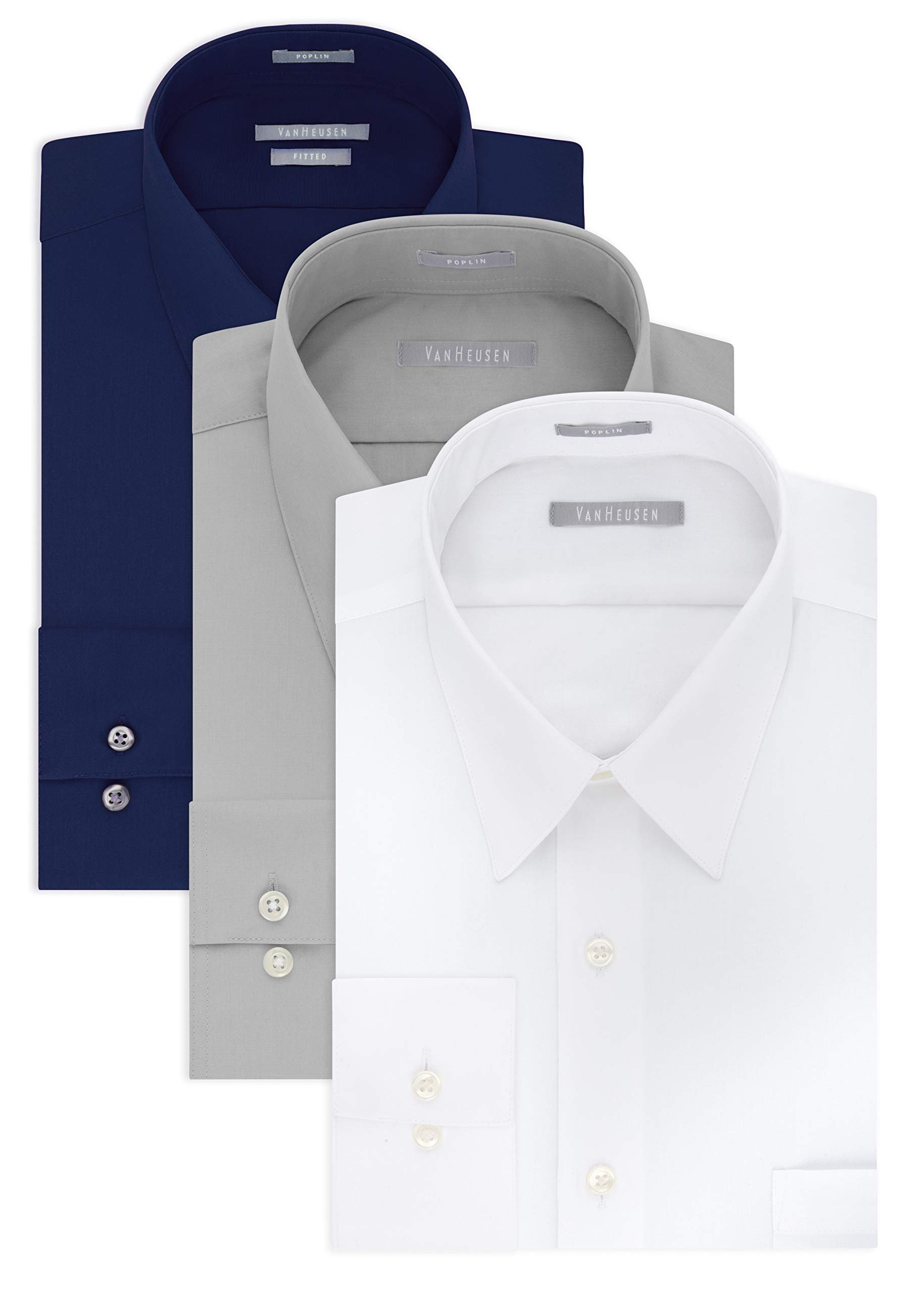 Van Heusen Men's Slim Fit Dress Shirt - Premium Poplin Fabric, Solid Colors for Business & Formal Wear | Office, Wedding & Special Occasion Attire
