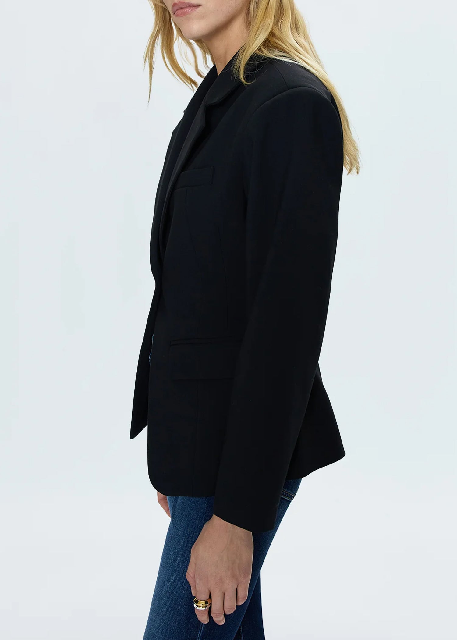 Stassi Cinched Waist Blazer in Black | Pistola Denim | Women's Slim Fit Tailored Jacket for Office & Evening Wear