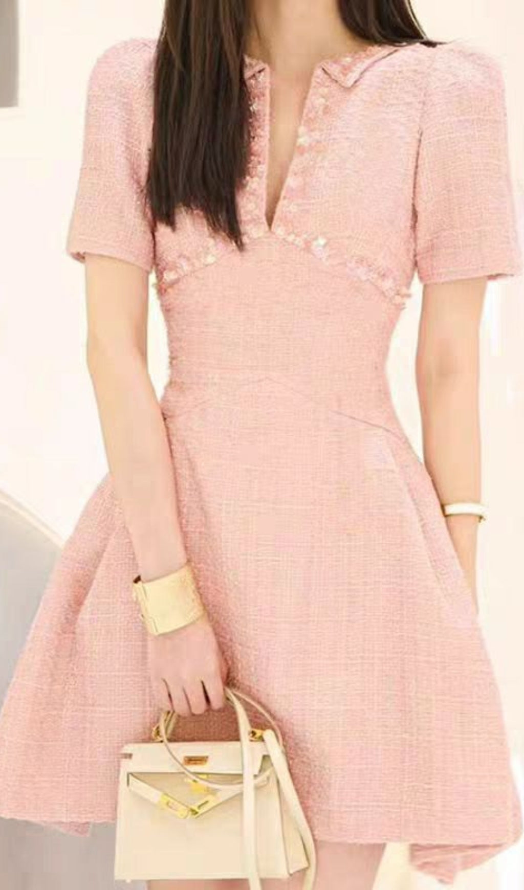 Pink A-Line Beaded Sequins Mini Dress for Women - Perfect for Parties, Weddings & Special Occasions