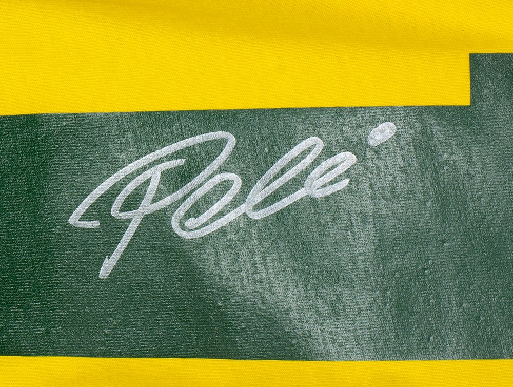Authentic Pele Signed Yellow Brazil Soccer Jersey with PSA/DNA Certification - Perfect for Collectors, Fans & Sports Memorabilia Displays
