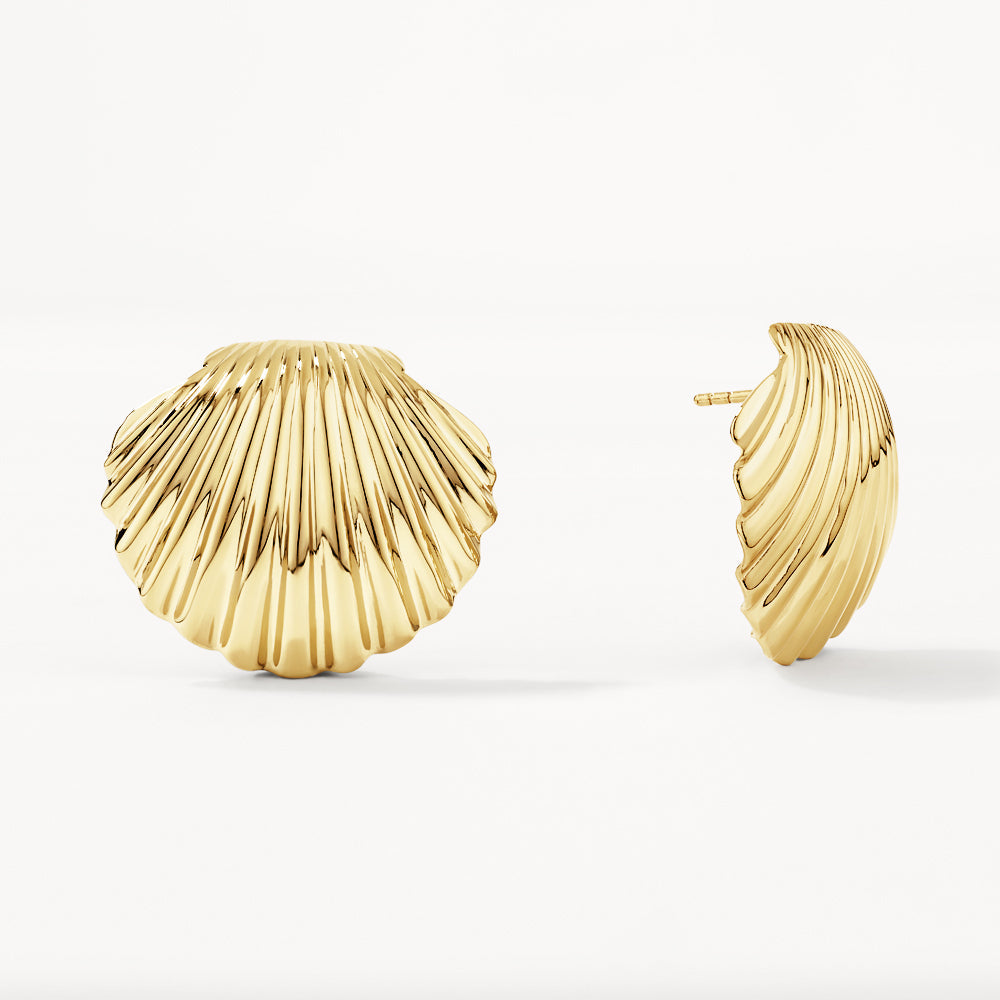 Gold Shell Stud Earrings for Women - Elegant Beach Jewelry for Summer, Parties & Casual Wear