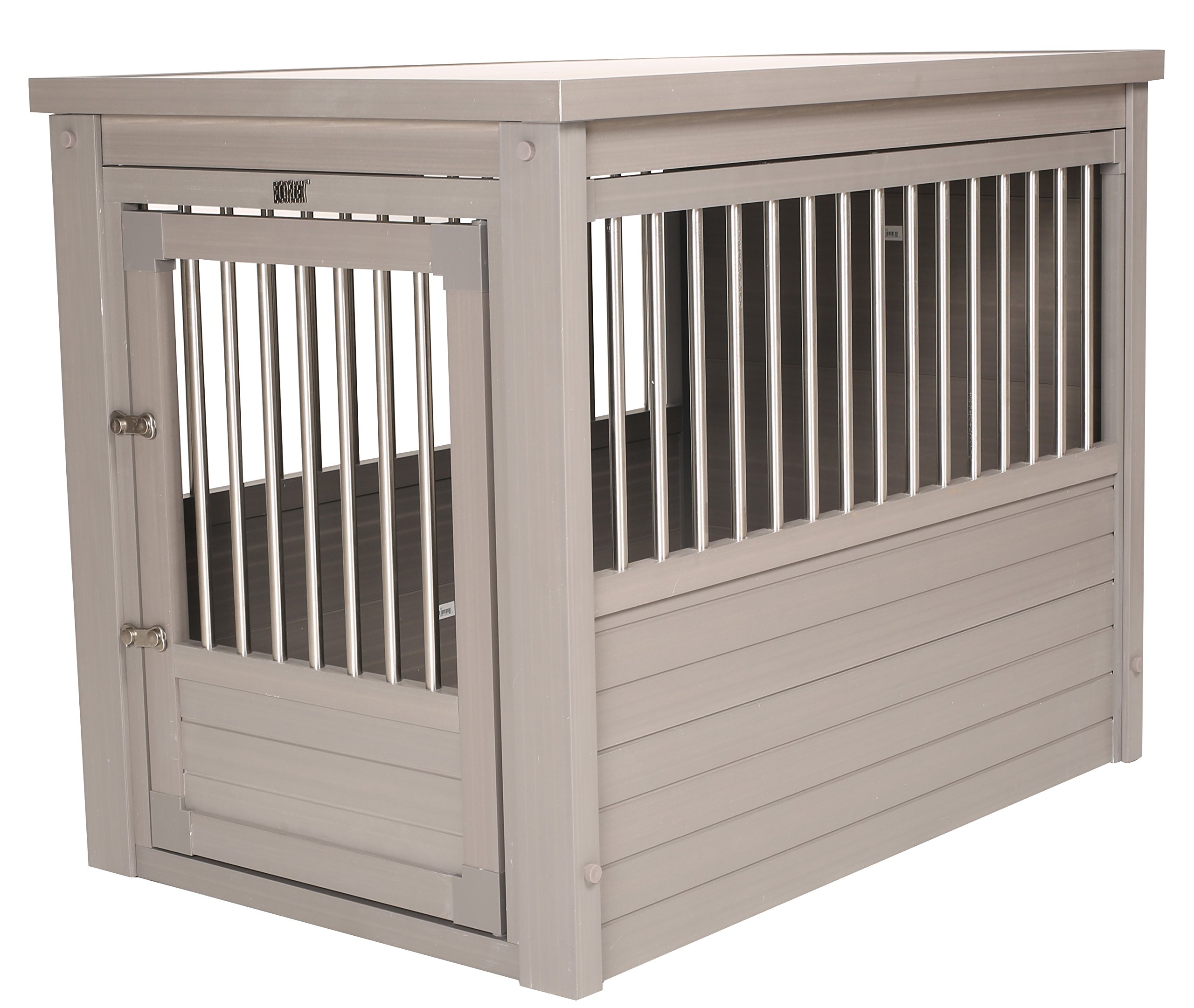 New Age Pet ECOFLEX Dog Crate End Table - Stylish Furniture-Style Pet Crate for Crate Training, Durable Stainless Steel Frame with Secure Latched Door - 10 Year Warranty - Perfect for Living Rooms, Bedrooms & Small Spaces