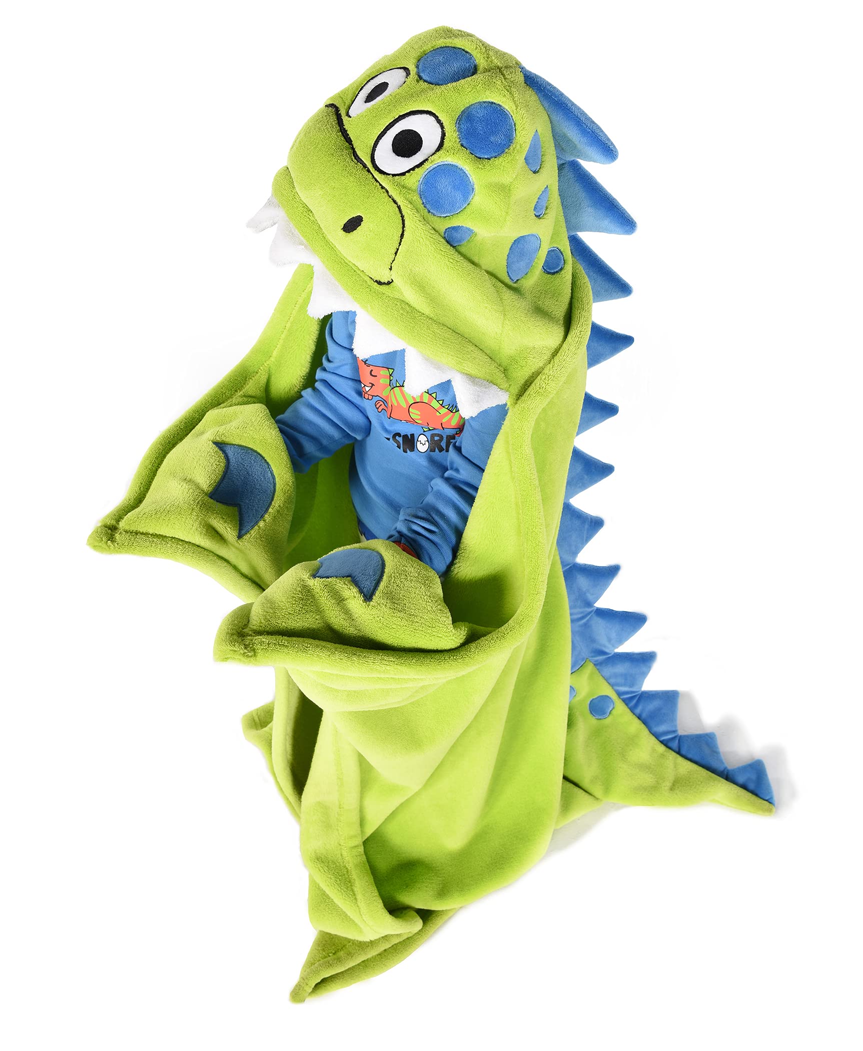 LazyOne Kids Wearable Blanket Hoodie - Soft Animal Hooded Fleece Blanket (Dinosaur Design) for Cozy Indoor Lounging, Movie Nights & Sleepovers