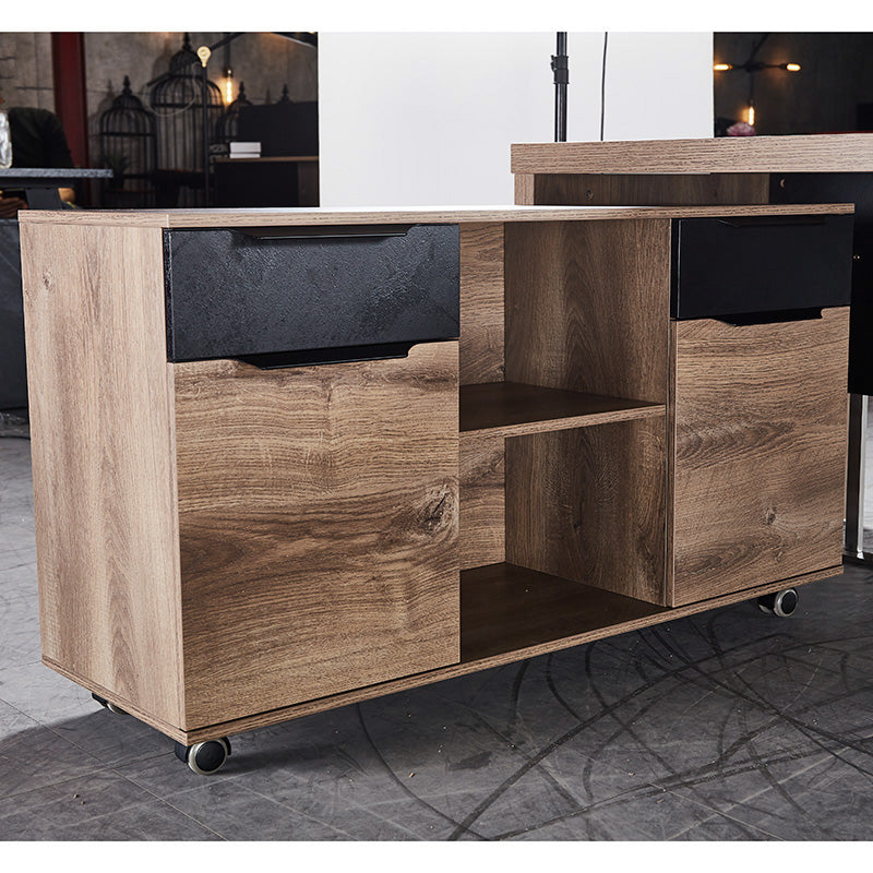 AFTAN BLACK HAWK Limited Edition Executive Desk with Pedestal & Right Mobile Return - 180cm Warm Oak & Black Finish - Perfect for Home Office & Professional Workspaces