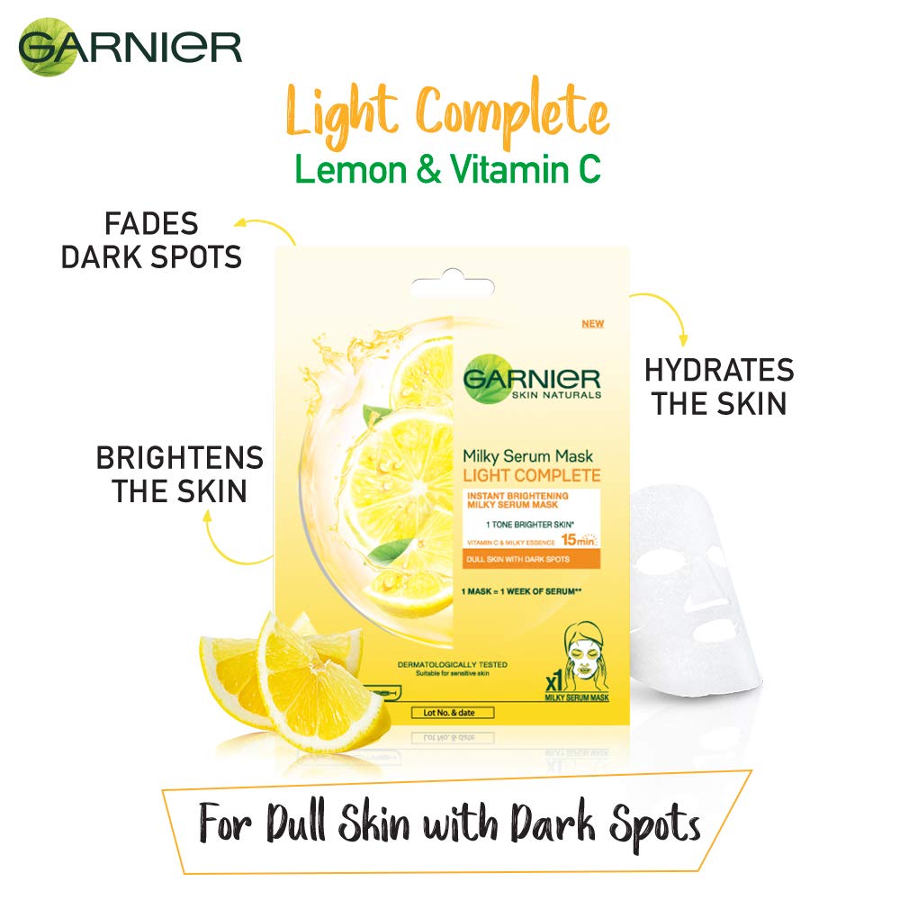 Garnier Skin Naturals Green Tea & Light Complete Face Serum Sheet Masks Set - Green Tea (32g) & Brightening (30g) | Hydrating & Glow-Boosting Korean Skincare for Dry & Dull Skin | Perfect for Spa Night & Self-Care Routine