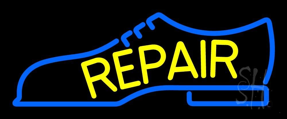 Yellow Shoe Repair LED Neon Sign 10x24 Inches - Black Square Acrylic Backing with Dimmer | Bright Premium Indoor Neon Light for Store Decor, Shop Front | Perfect for Barbershops, Boutiques & Retail Stores