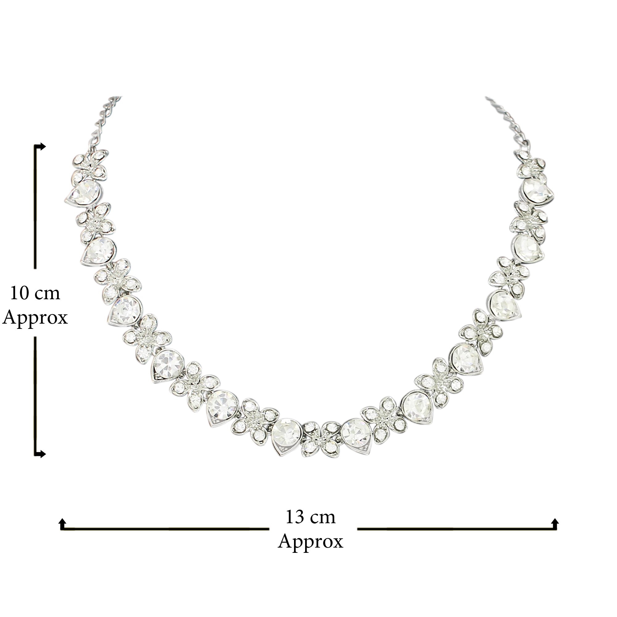Atasi International Princess Style AD Crystal & Stone Necklace with Earrings Jewelry Set for Women & Girls - Elegant Wedding Jewelry, Party & Festival Accessories - Perfect for Bridal, Prom, Anniversary & Special Occasions