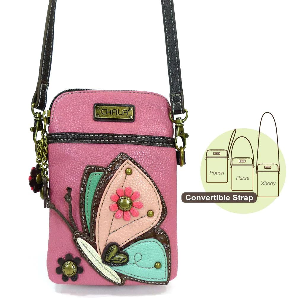 CHALA Women's PU Leather & Canvas Crossbody Phone Purse - Adjustable Strap Multicolor Handbag for Everyday Use, Travel & Shopping