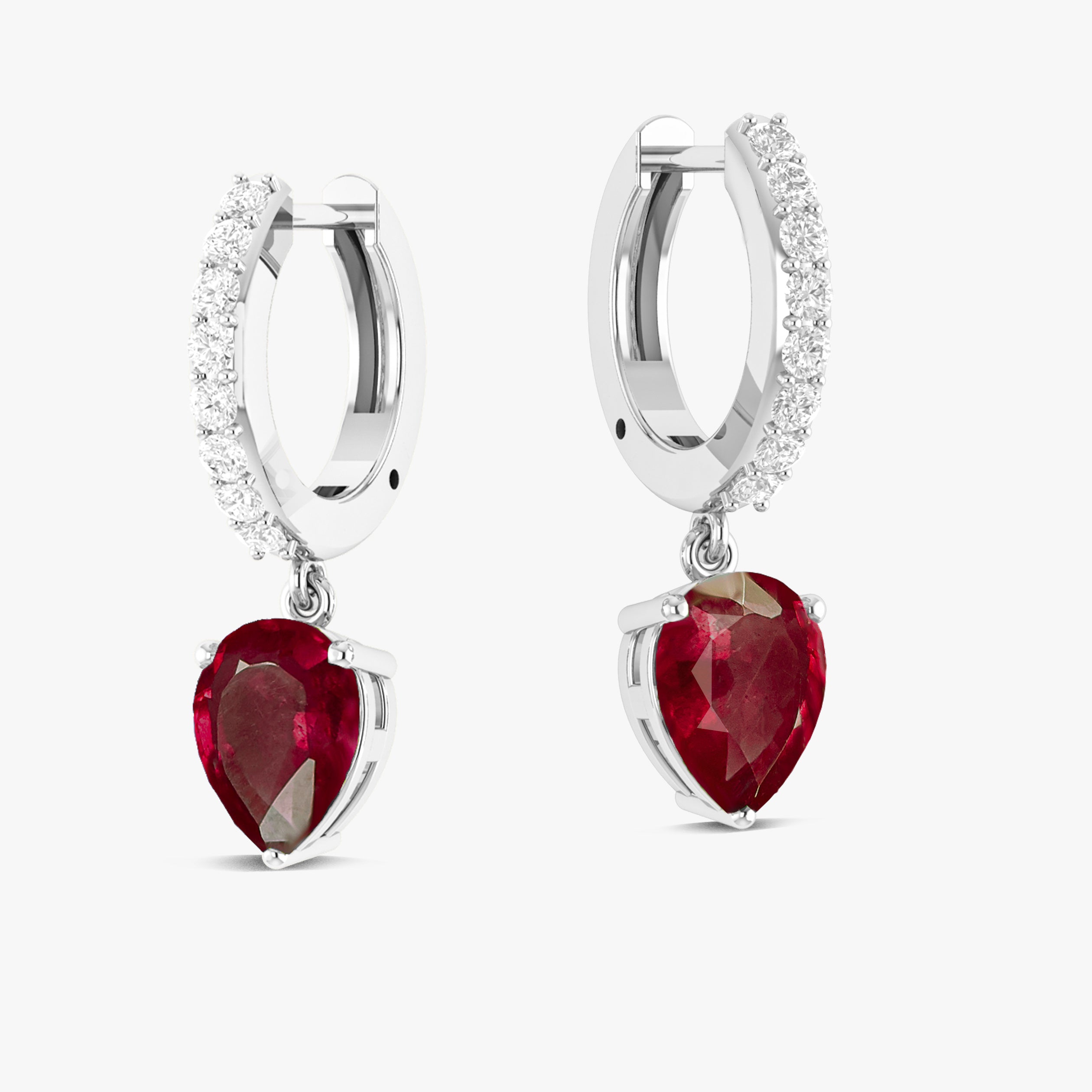 Red Ruby Pear Drop Hoop Earrings for Women - 14K Gold Plated Dangle Earrings - Elegant Party & Wedding Jewelry Gift