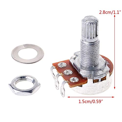 Premium A10K 18mm Splined Shaft Potentiometer for Electric Guitar & Bass - Volume & Tone Control Knob Replacement - Ideal for DIY Guitar Repair, Amp Mods & Effects Pedals