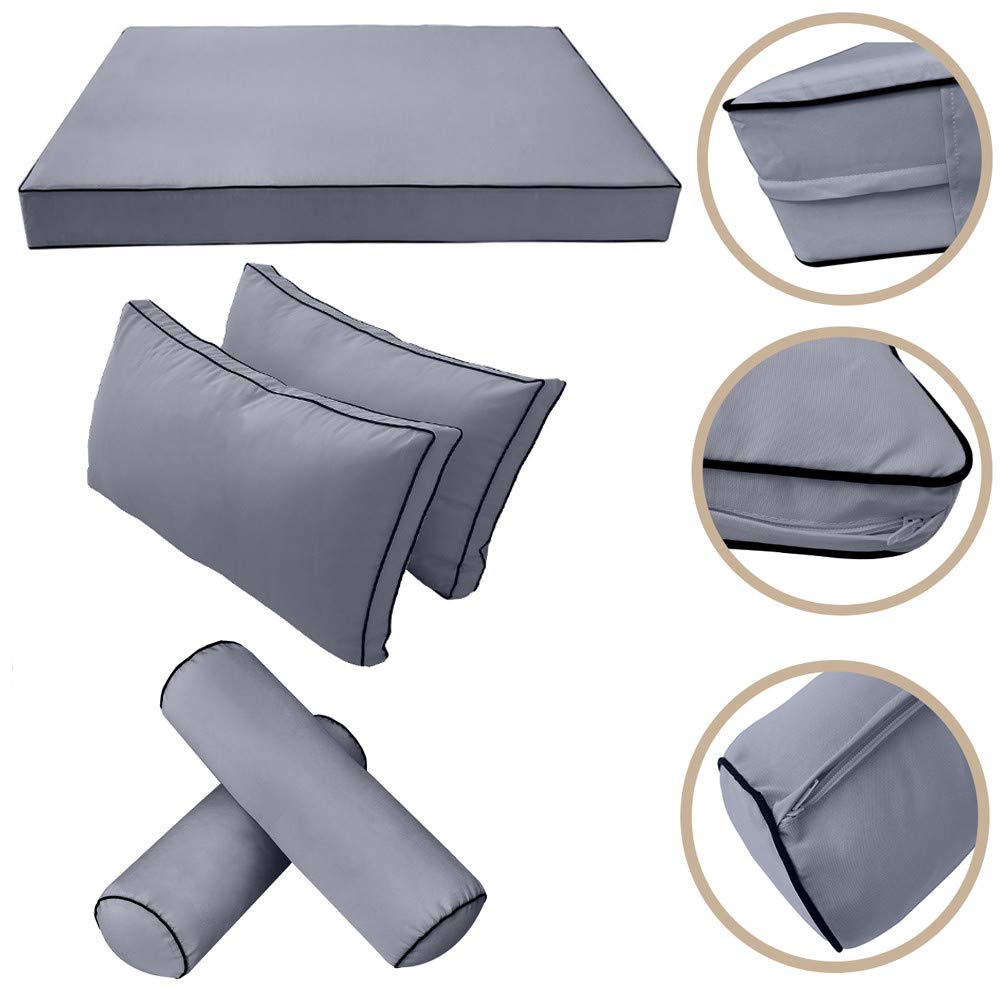 Prolinemax Outdoor Daybed Slipcover - Twin XL Size, Waterproof Mattress & Bolster Backrest Cushion Covers with Contrast Trim | Perfect for Patio, Poolside & Garden Furniture Protection (Model AD001)