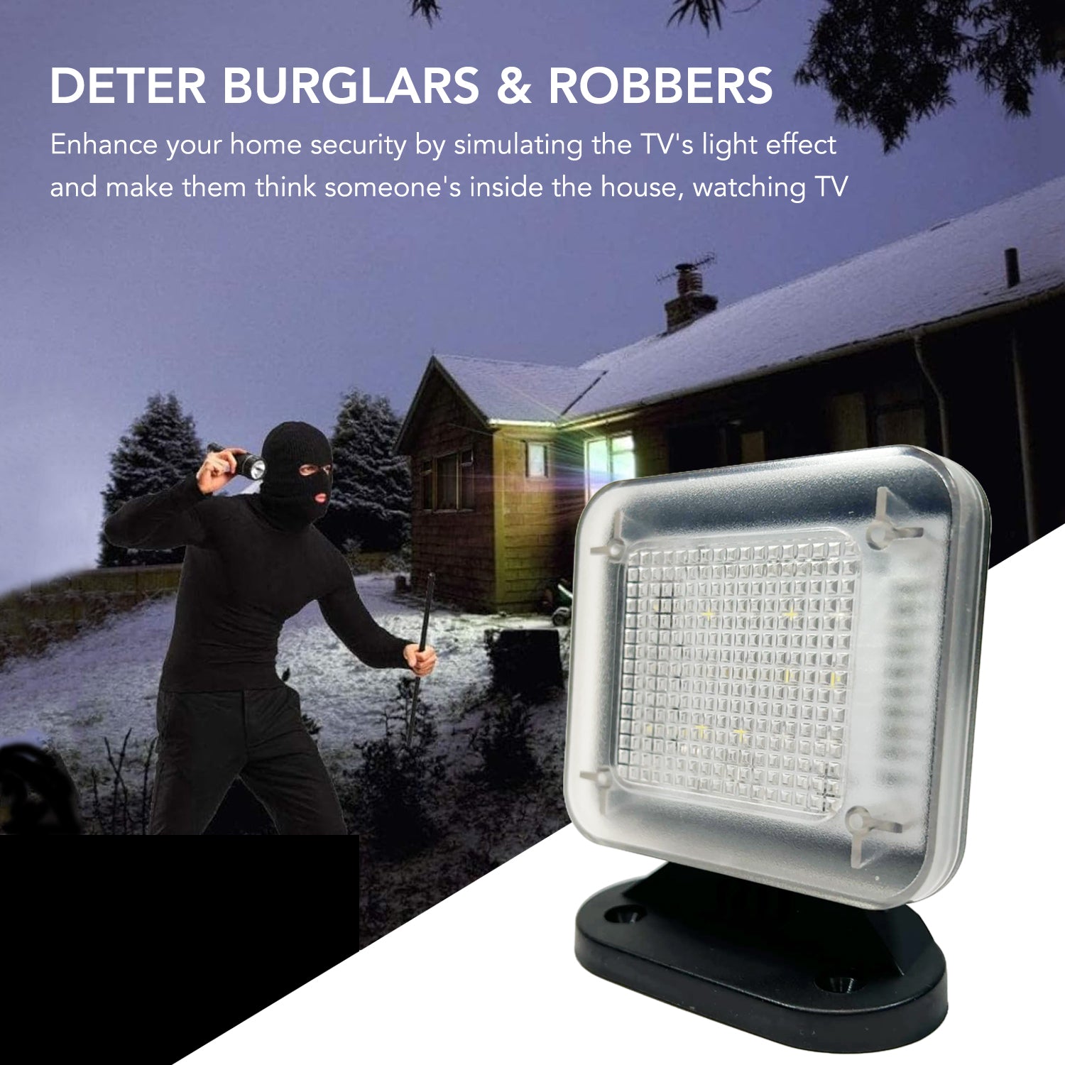 UL Certified Indoor Fake TV Simulator with Extra Bright LED Light & Timer - Perfect for Home Security & Vacation Protection