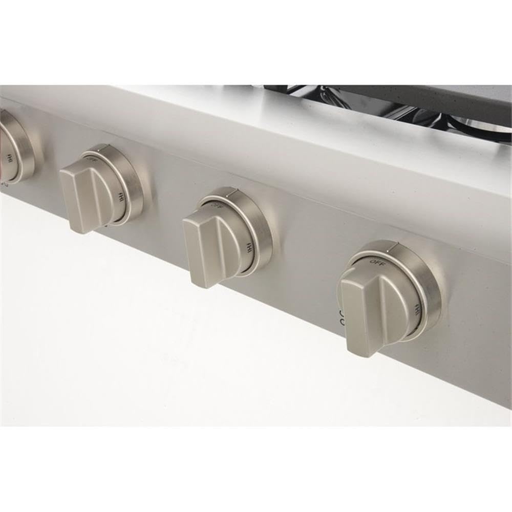 Kucht KRT481GU-S 48 Inch Professional Natural Gas Range Top with Sealed Burners & Stainless Steel Griddle - Classic Silver Knobs | Perfect for Commercial Kitchens, Restaurants & Home Chefs