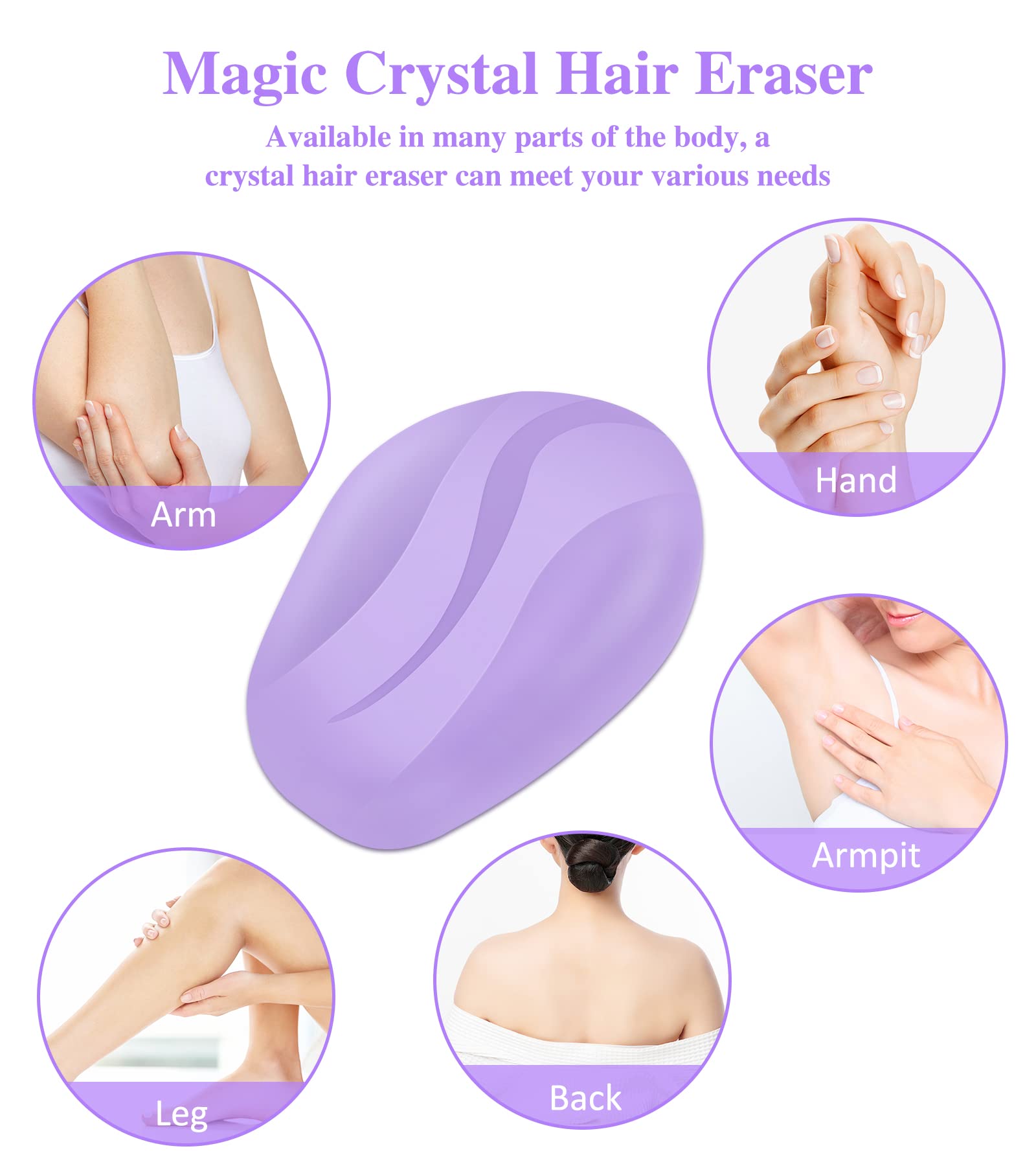 Nano Crystal Hair Removal Stone - Painless & Reusable Hair Remover for Men & Women | Quick & Easy Crystal Hair Eraser for Smooth Skin | Perfect for Face, Legs, Arms & Bikini Line