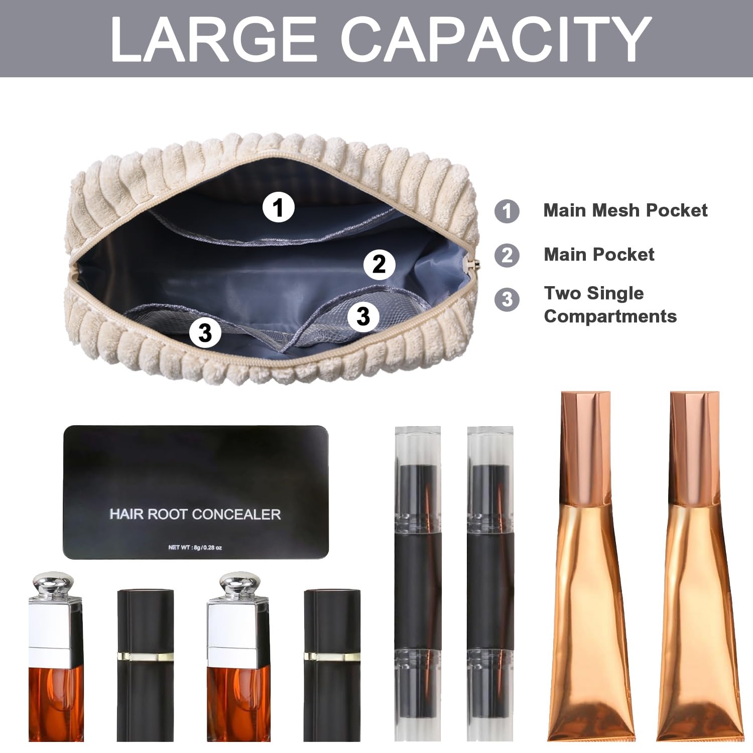 Small Corduroy Makeup Bag for Women | Portable Cosmetic Organizer | Travel Toiletry Pouch with Zipper | Perfect for Purse, Gym & Vacation Essentials