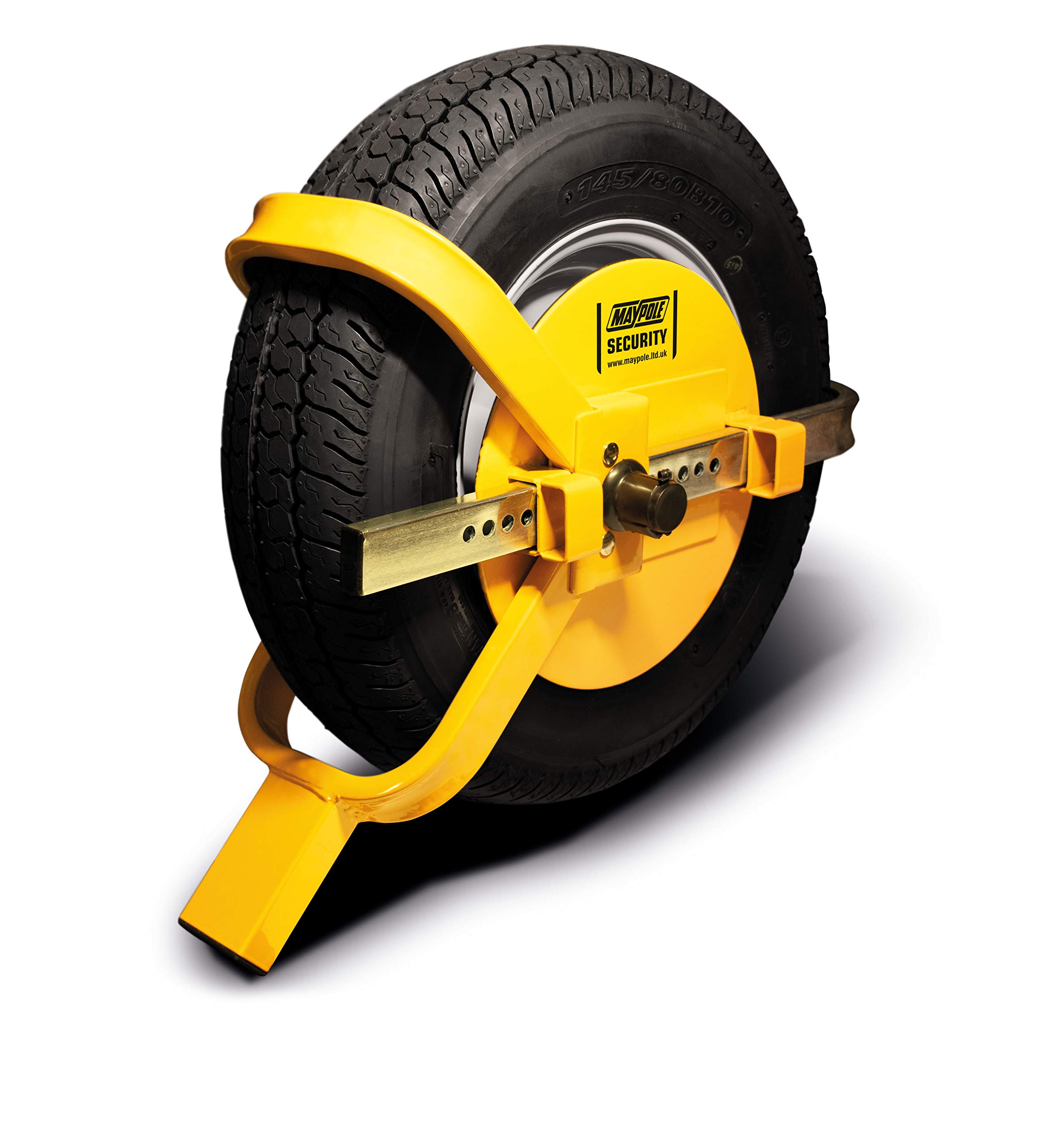 8-10 Inch Heavy Duty Trailer Wheel Clamp - MP9061 Yellow Wheel Lock for Boat, RV & Utility Trailers - Secure Parking & Theft Prevention Solution