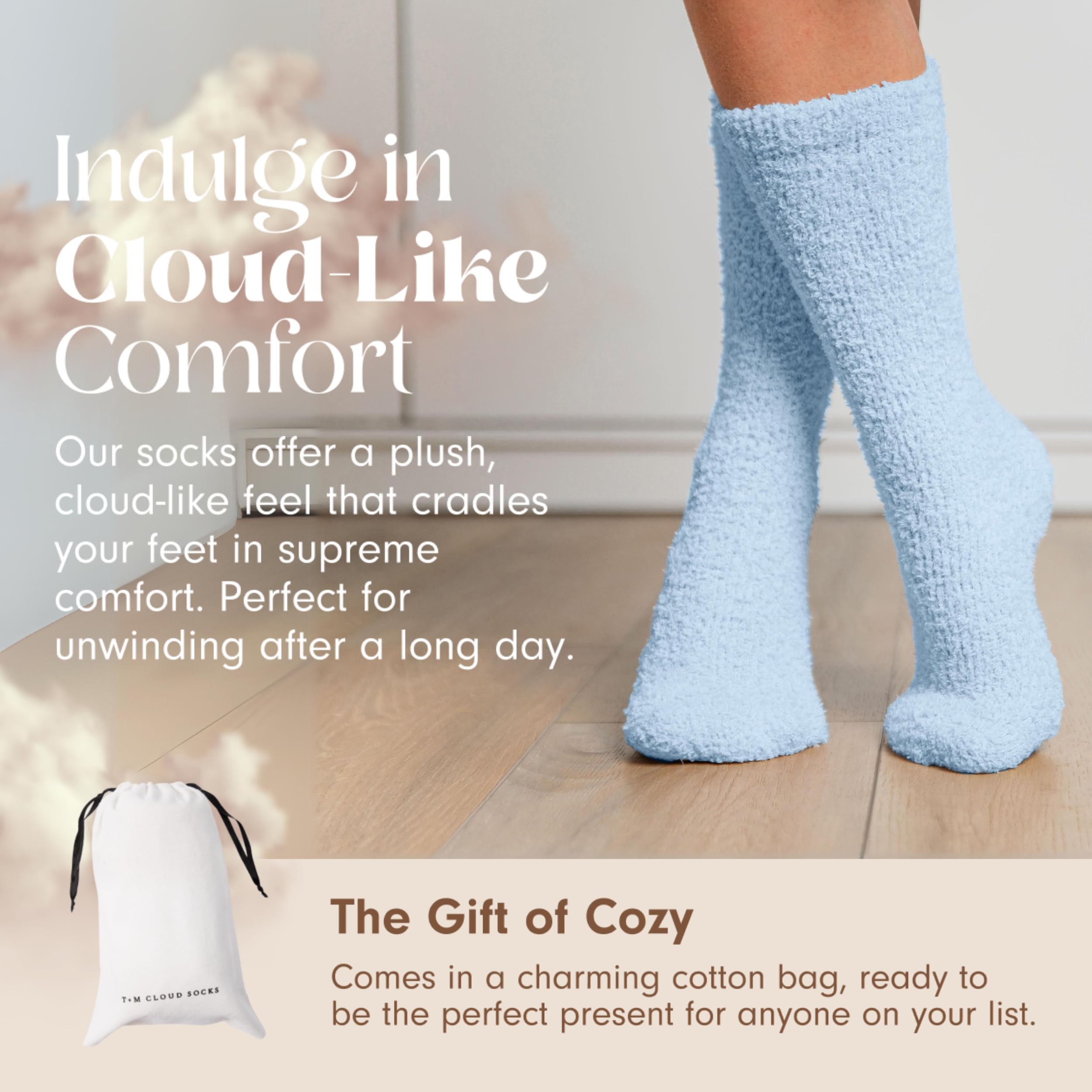 Unboxme Gifts Ultra Soft Cloud Socks for Women & Men - Warm & Cozy Luxury Sleep Socks with Plush Fabric - Perfect for Relaxing at Home, Yoga & Winter Comfort