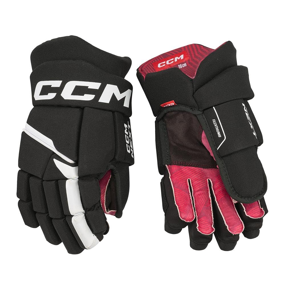 CCM Next Ice Hockey Gloves for Junior Players - Protective Youth Hockey Gloves for Ice Skating & Training - Perfect for Games, Practice & Winter Sports