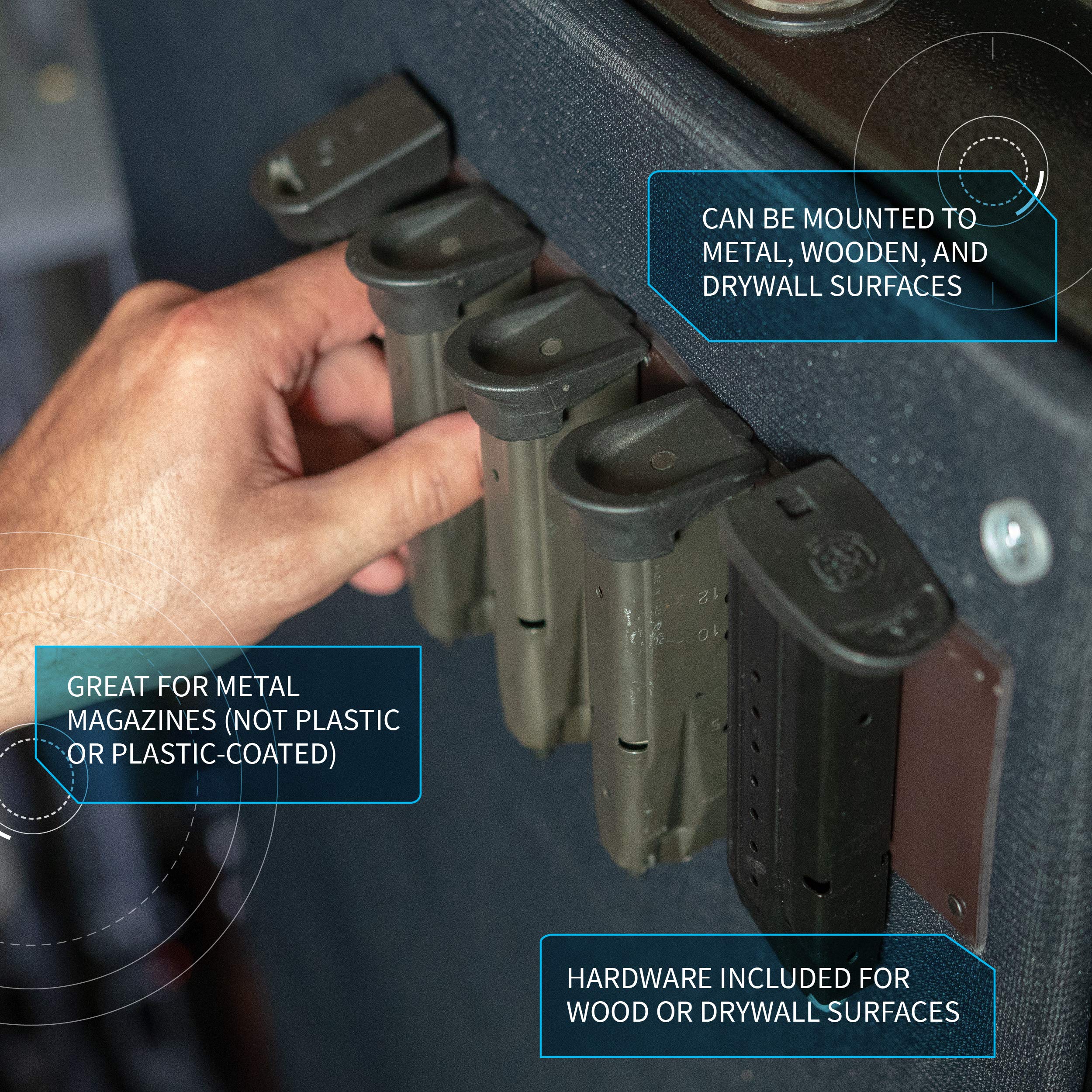Gun Magazine Holder - Secure Magnetic Storage Solution for Desks & Gun Lockers | Strong Magnet Bar Gun Rack Organizer | Perfect for Home, Office & Range Use