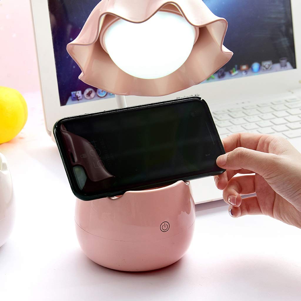 Kids LED Desk Lamp with Touch Control & USB Rechargeable - Adjustable Eye-Care Study Light, Flexible Neck, Pencil Holder - Perfect for Bedside, Nightstand, Reading & Homework (White)