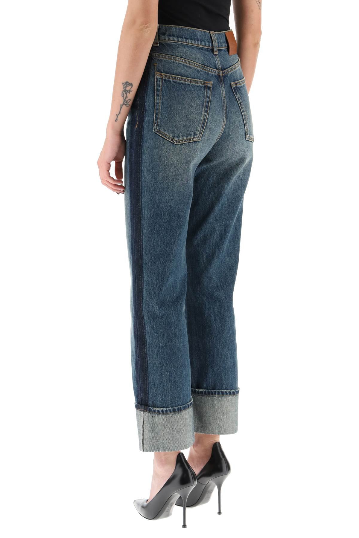 Alexander McQueen Baggy Boyfriend Jeans for Women - High Waist Distressed Denim Pants | Casual Streetwear & Everyday Comfort