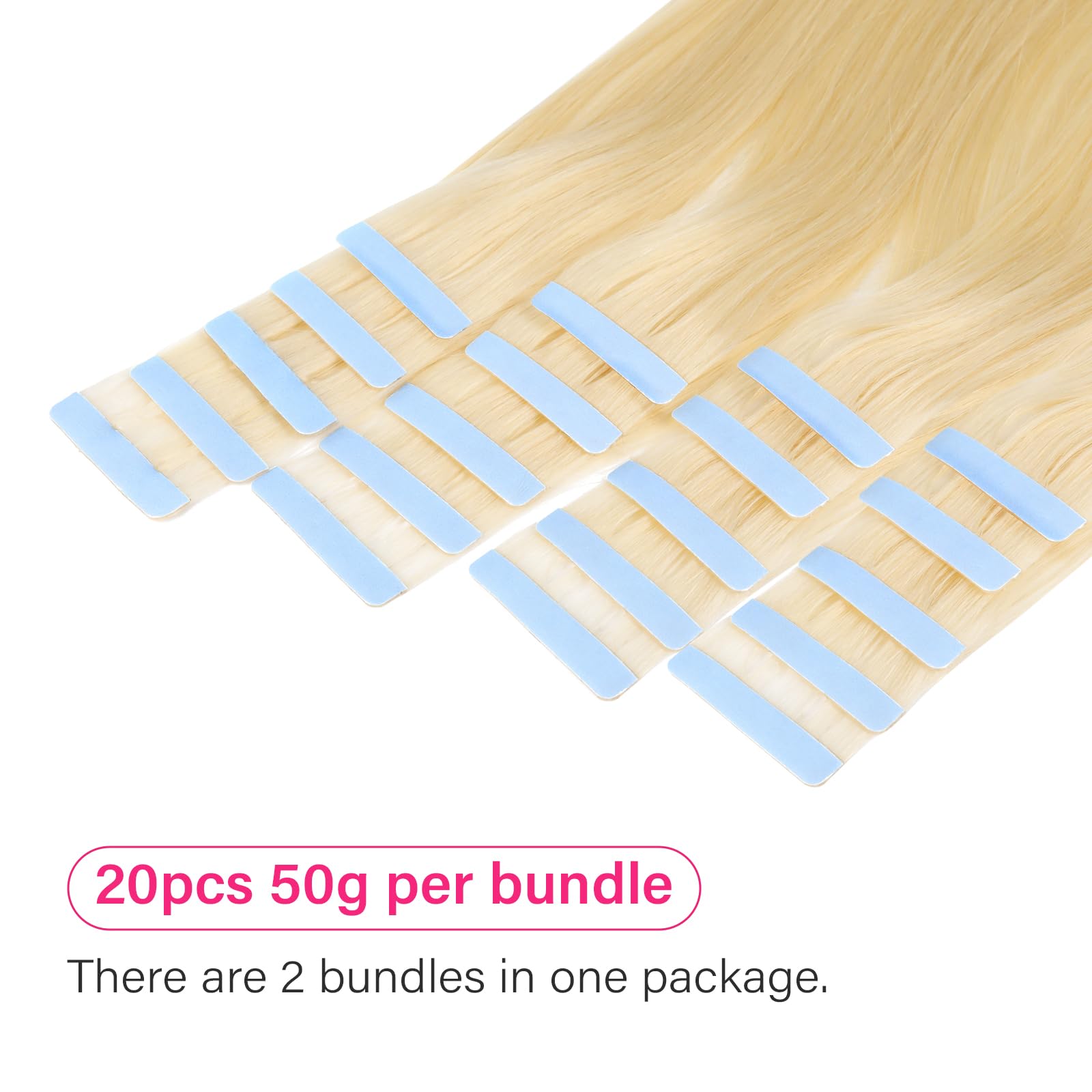 PROTEA Tape in Hair Extensions for Women - 16inch 100g Straight Remy Human Hair in 613 Platinum Blonde | Seamless Blending for Everyday Wear, Parties & Special Occasions