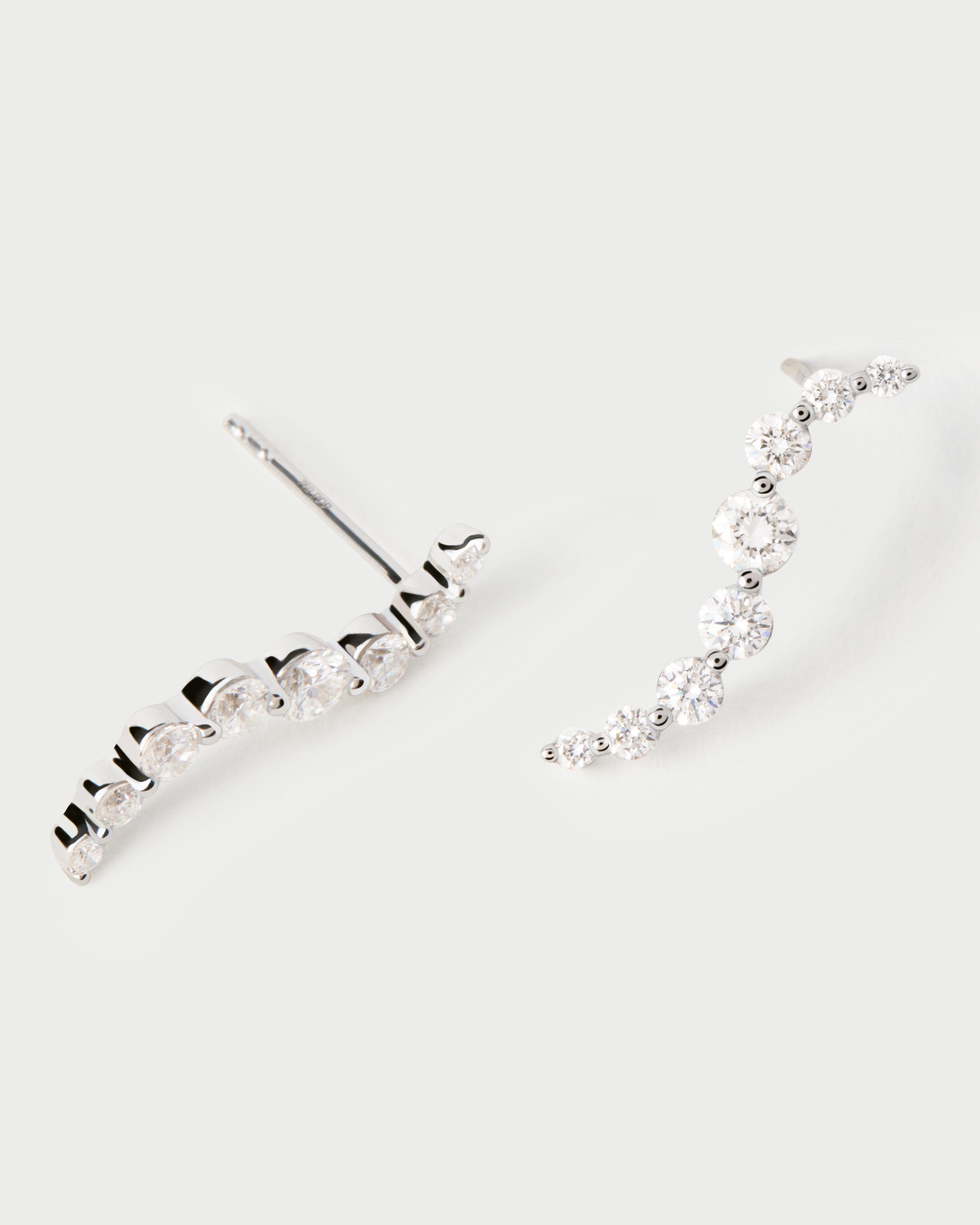 GRID Diamonds and White Gold Venus Stud Earrings – Elegant Jewelry for Women, Perfect for Weddings, Parties & Everyday Wear