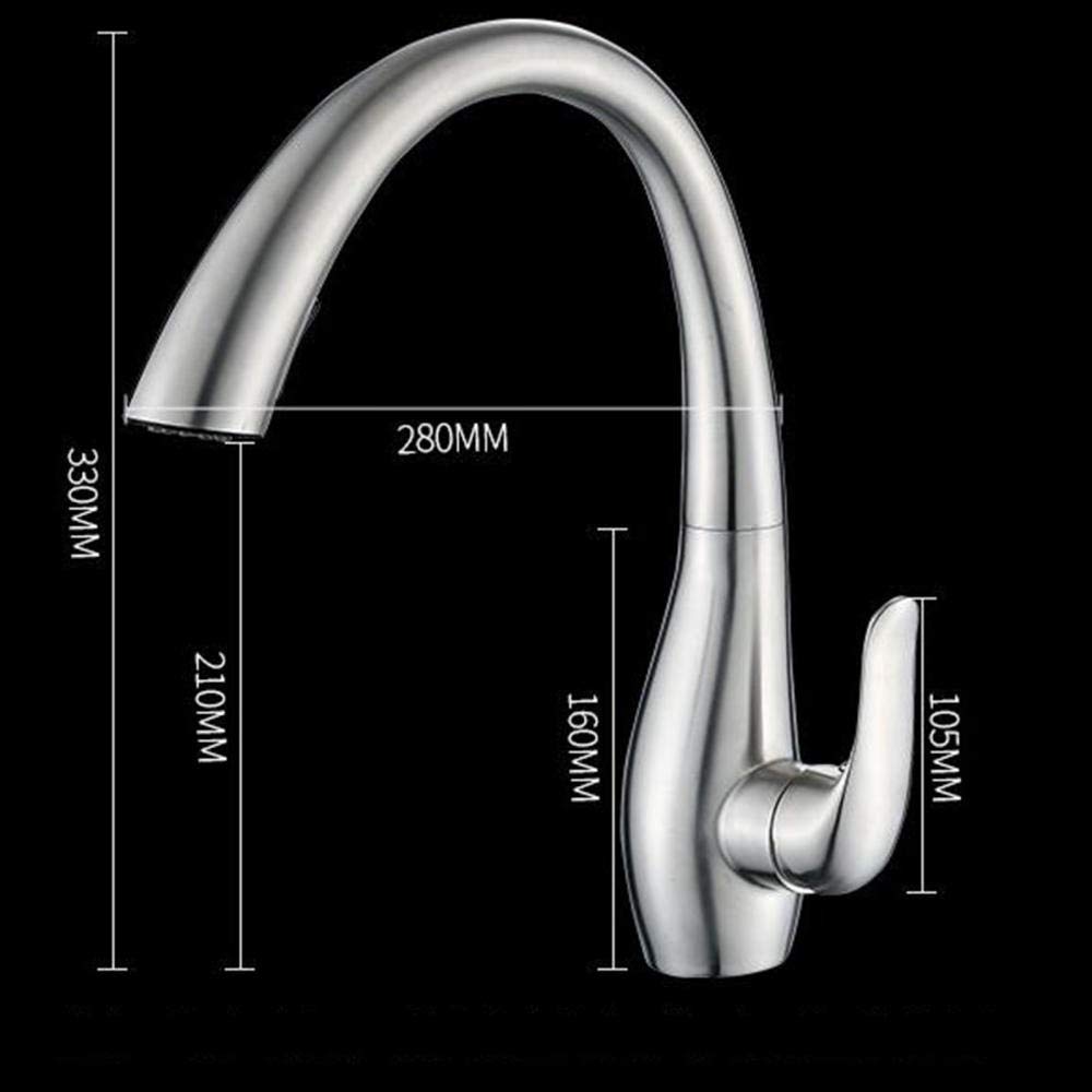 Stainless Steel Brushed Kitchen Faucet with Pull Down Sprayer, Dual Mode Hot and Cold Water, Hidden Nozzle, 360° Rotation, Ideal for Modern Kitchen Sinks