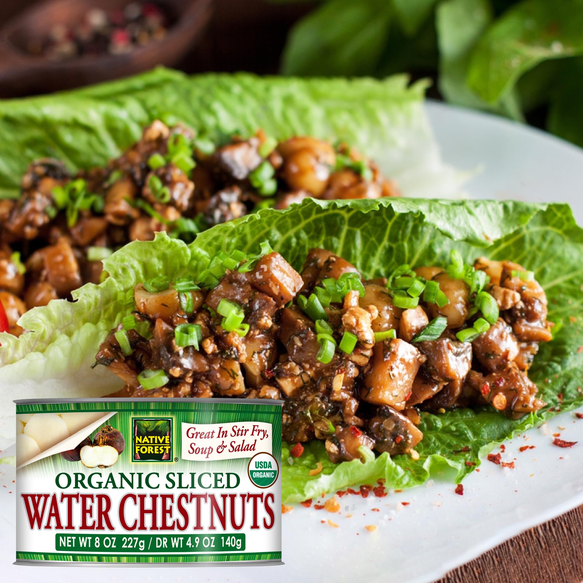 Organic Sliced Water Chestnuts in Can - USDA Certified, Non-GMO, 8 Ounce (Pack of 6) - Perfect for Stir-Fries, Salads & Asian Cuisine