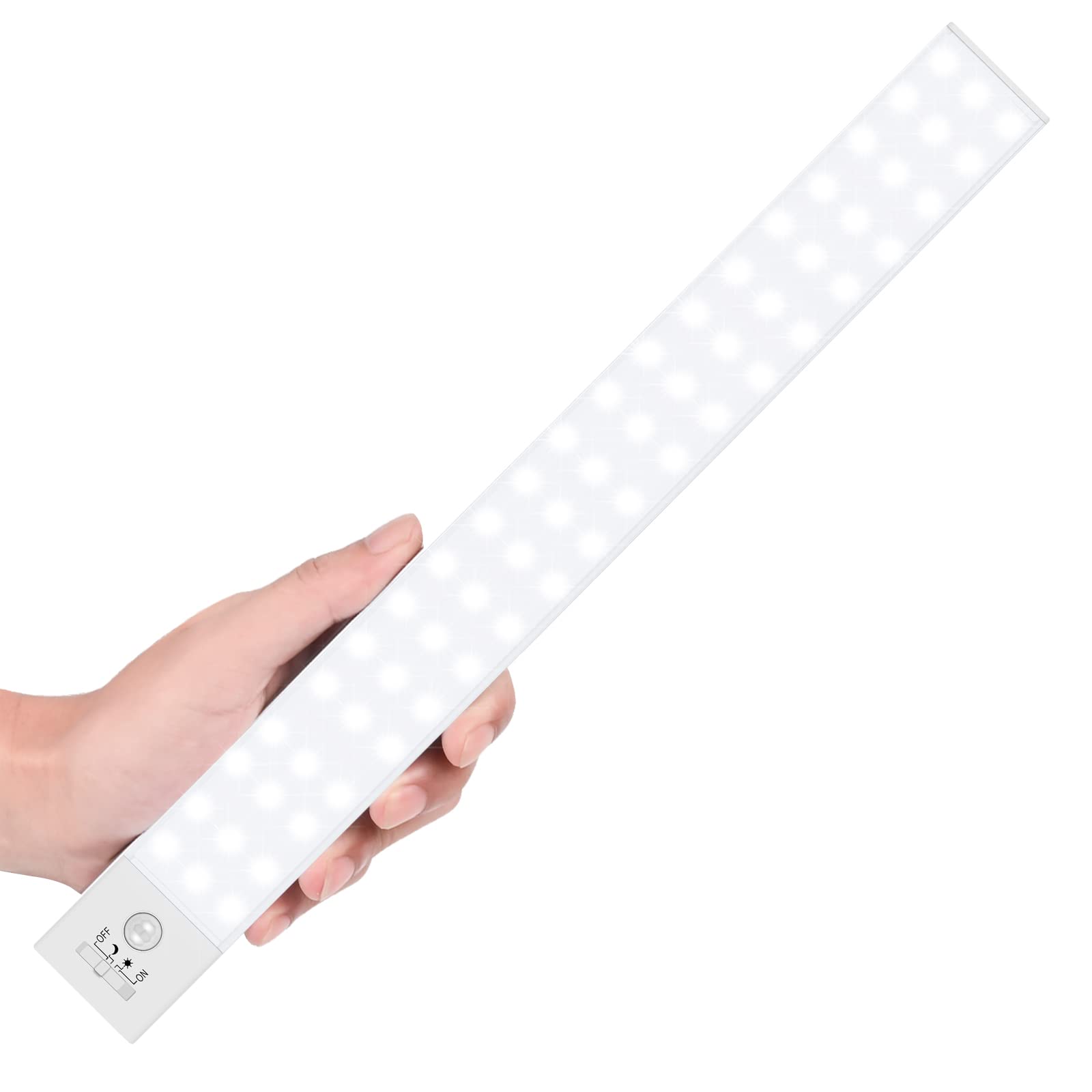 Alivation 60 LED Closet Lights - Battery Powered Under Cabinet Lighting with Motion Sensor | 2400mAh Rechargeable Wireless Lights (120 Days Runtime) | Perfect for Closets, Kitchens, Garages & Dark Spaces
