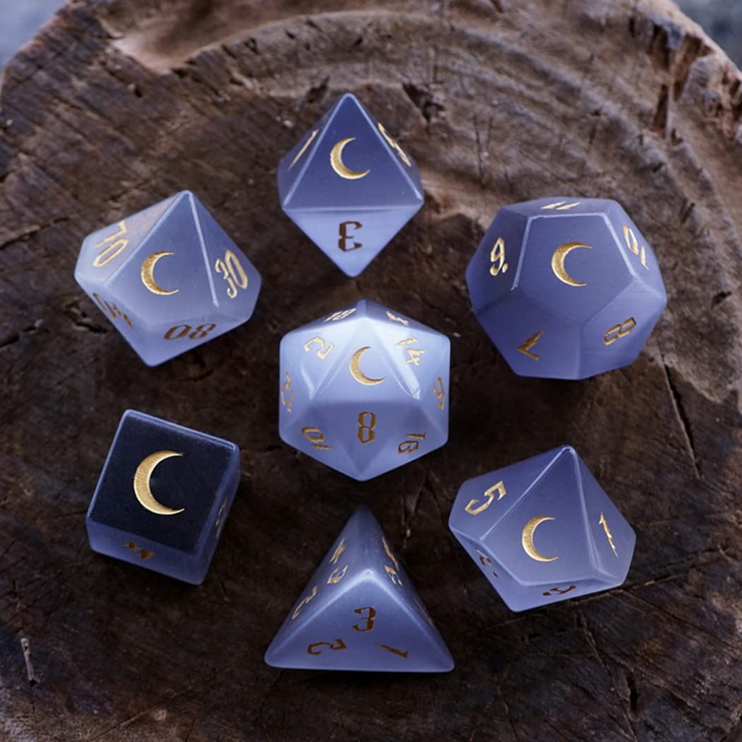 Premium 7-Piece Grey Opal D&D Dice Set for Dungeons & Dragons, TRPG, Tabletop RPG Games - Perfect for D&D Campaigns, Fantasy Roleplaying & Board Game Nights