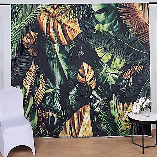 8 ft Vinyl Photography Backdrop Tropical Forest Leaves Printed - Wedding, Baby Shower, Birthday Party Decorations, Photo Booth Background