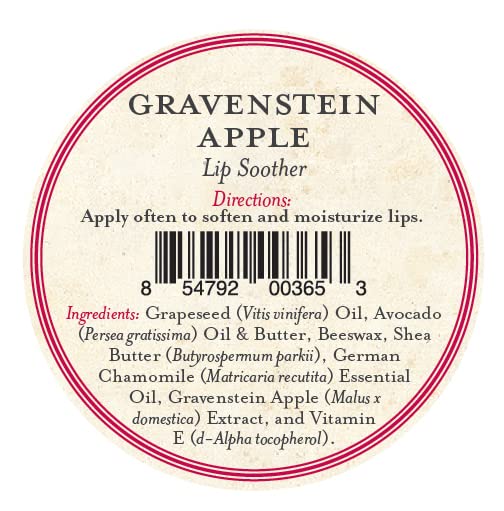 Three Sisters Apothecary Organic Lip Balm - Gravenstein Apple Flavor, Moisturizing & Healing Lip Soother for Dry, Chapped Lips - Perfect for Winter Skincare & Daily Hydration