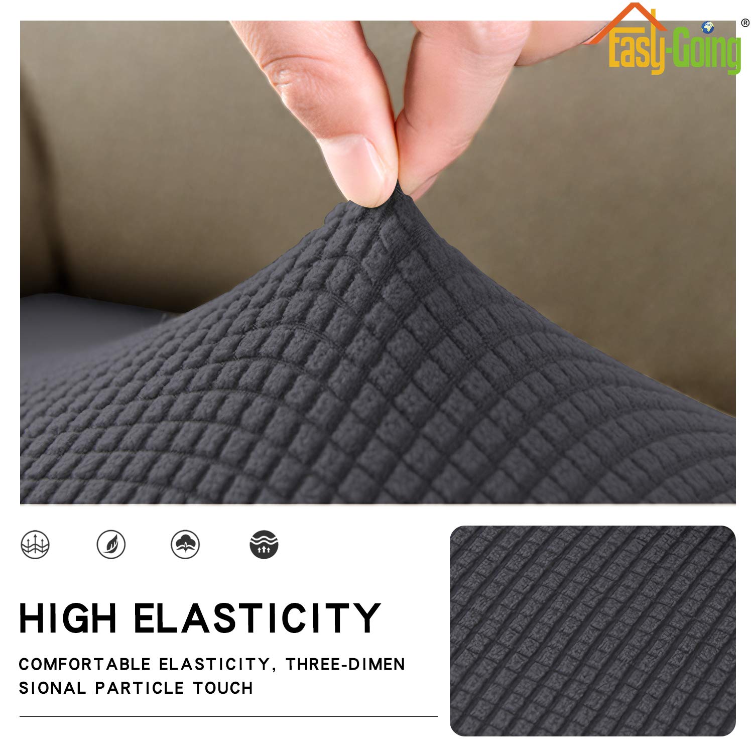 Stretch Sofa Cushion Cover - Elastic Furniture Protector Slipcover with Soft Flexibility (Dark Gray) | Perfect for Living Room, Bedroom, Office Chair & Home Decor