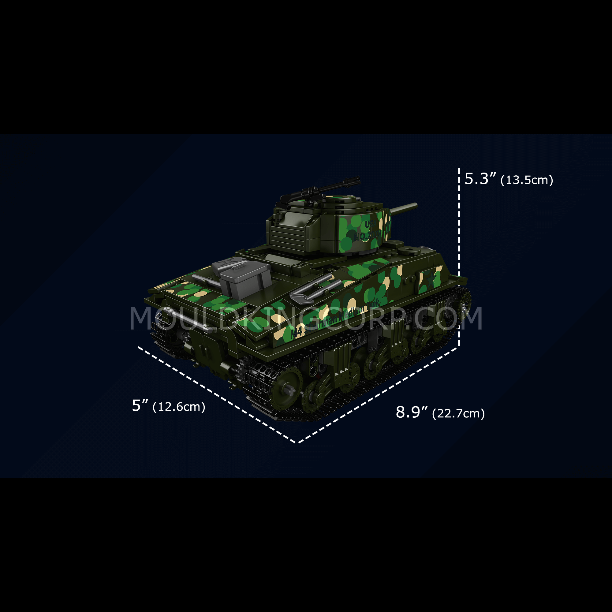 MOULD KING 20024 M4 Sherman Tank Remote Control Building Blocks Set - 950 PCS Military Model Kit for Adults & Teens - Perfect for Collectors, Display & RC Hobby Enthusiasts