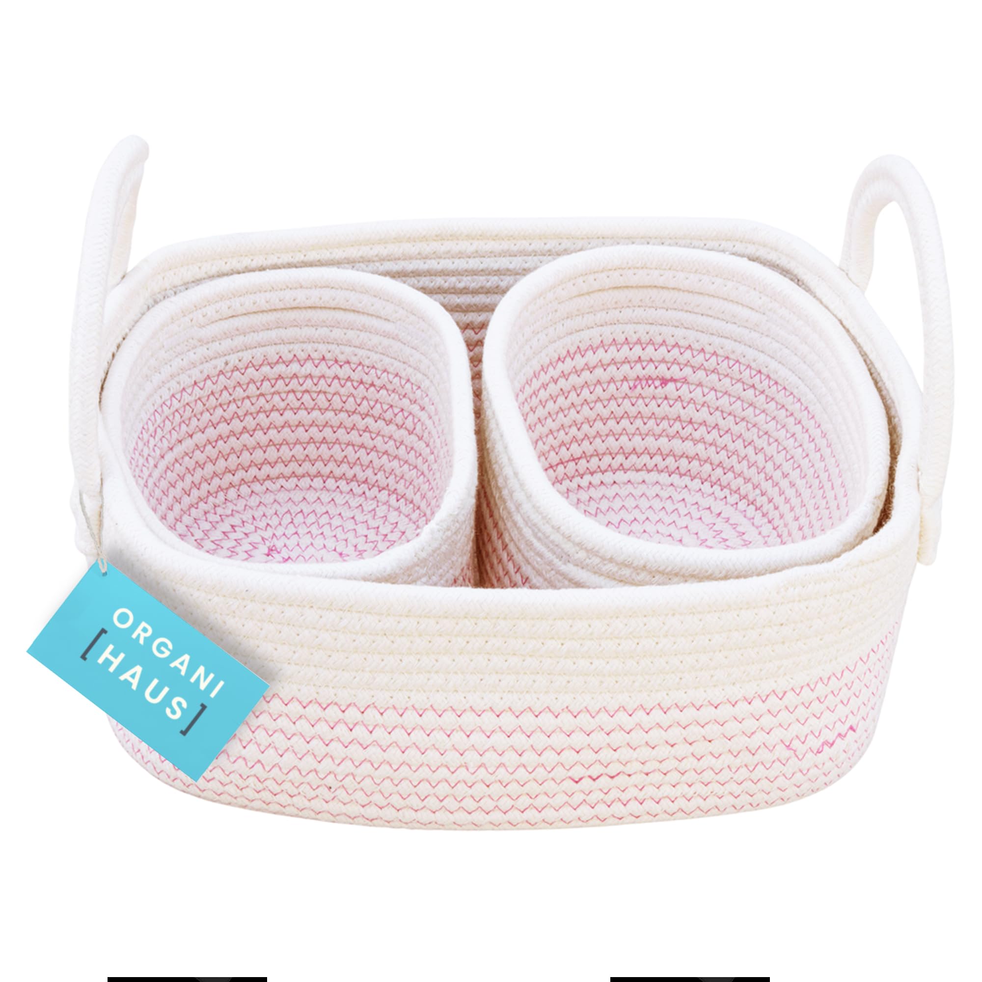 3-Piece Nursery & Shelf Storage Baskets Set - Pink for Baby & Home Organization