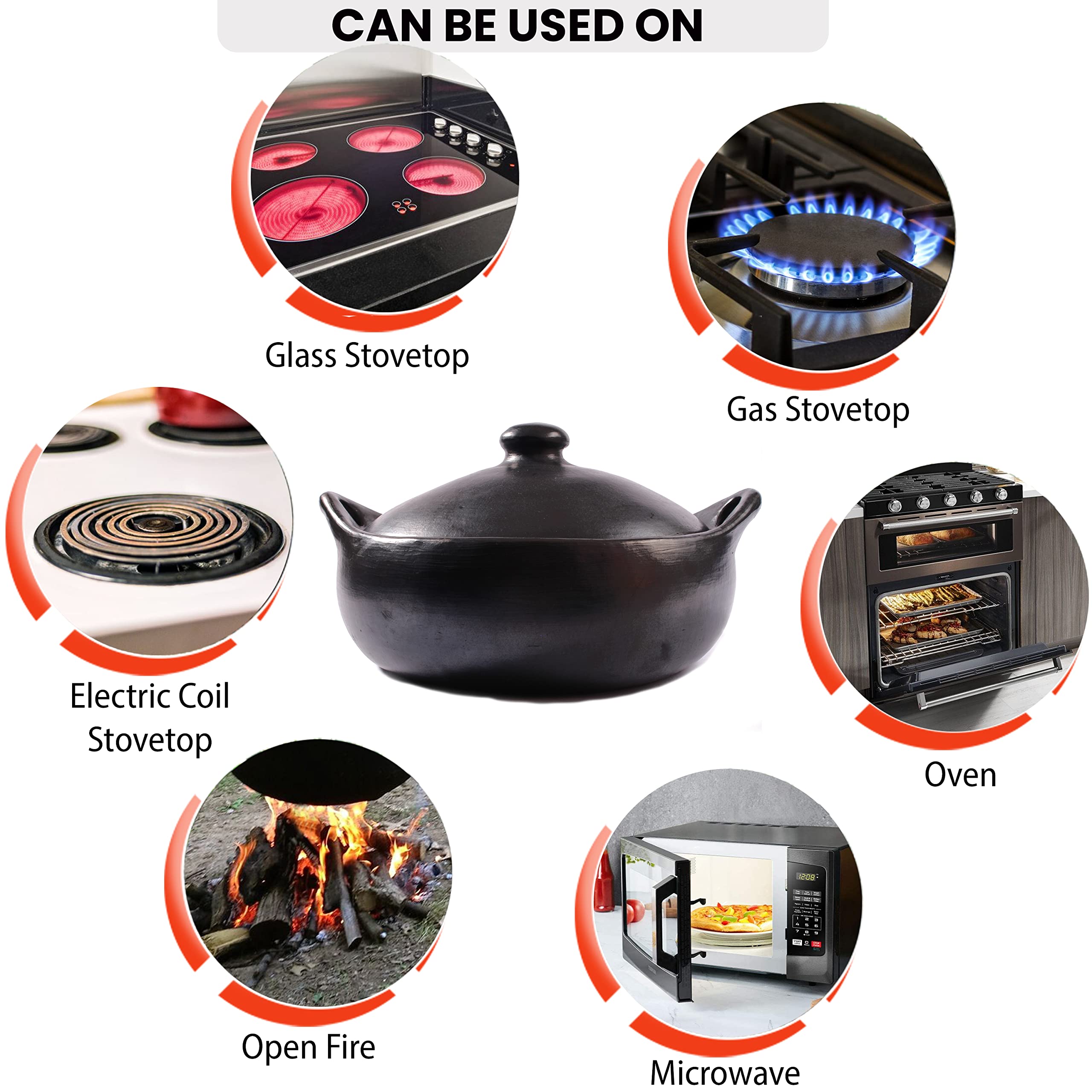 Ancient Chamba Clay Casserole – Extra Large 6-Quart Traditional Cookware for Slow Cooking, Stewing & Serving – Perfect for Soups, Stews & Authentic Ethnic Dishes