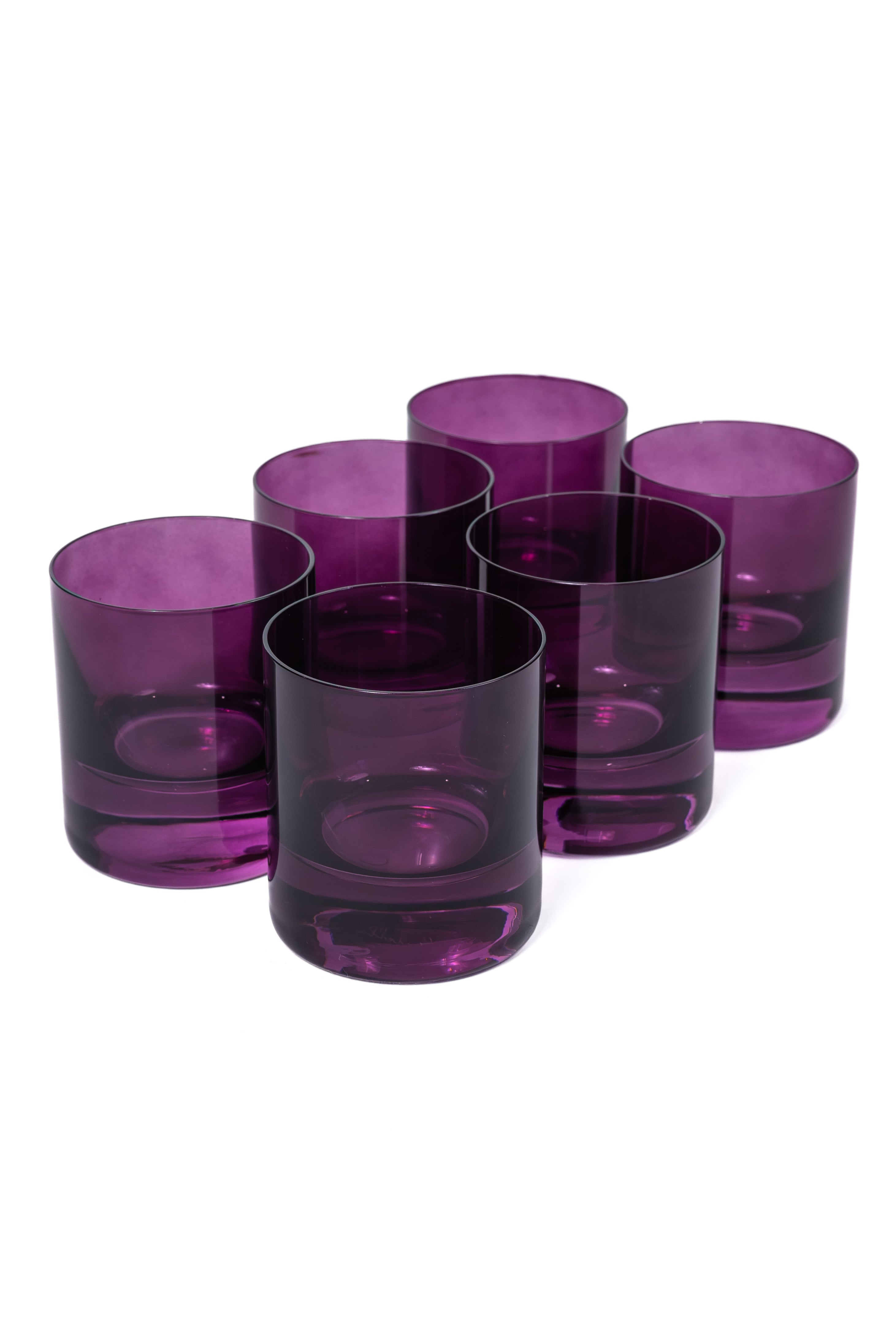 Estelle Colored Rocks Glass Set of 6 - Elegant Amethyst Tumbler Glasses for Whiskey, Cocktails & Iced Beverages - Perfect for Home Bars, Parties & Gifts