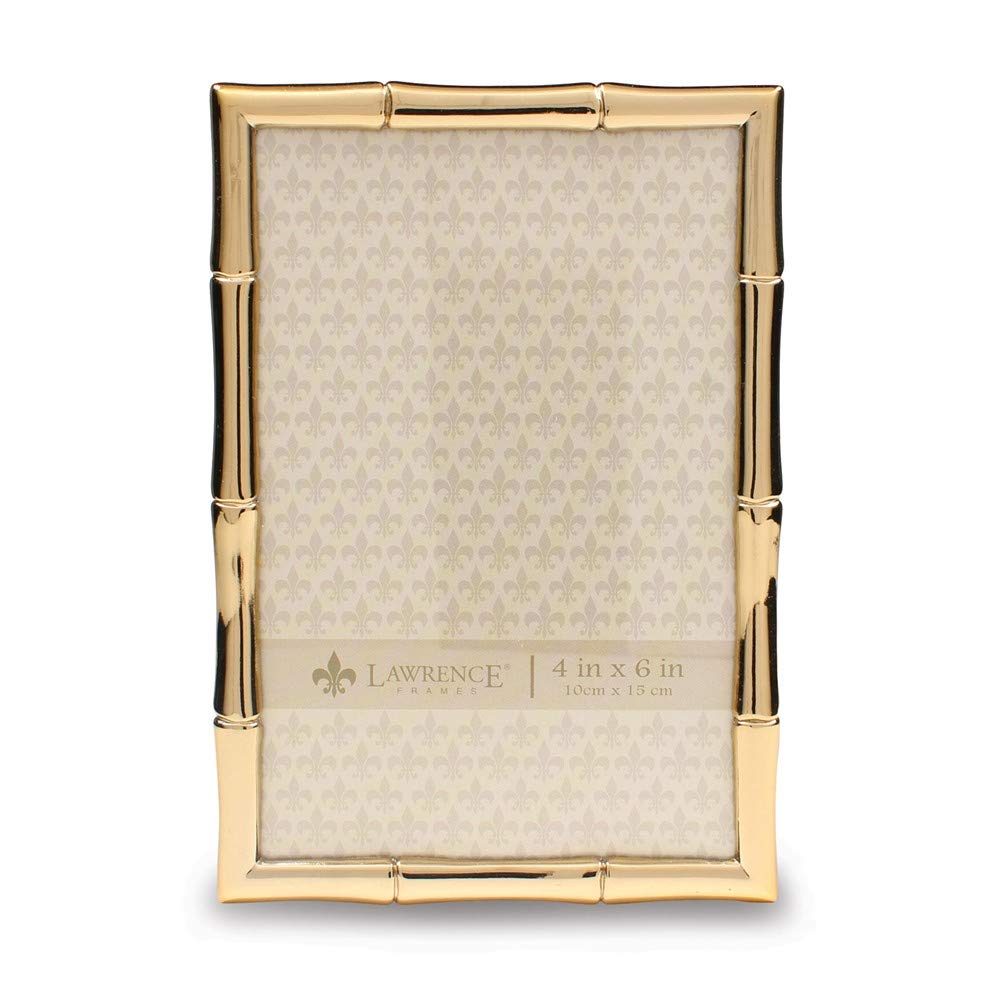 Jewels By Lux Gold-Tone 4x6 Inch Bamboo Photo Frame - Elegant Display for Wedding, Anniversary & Home Decor