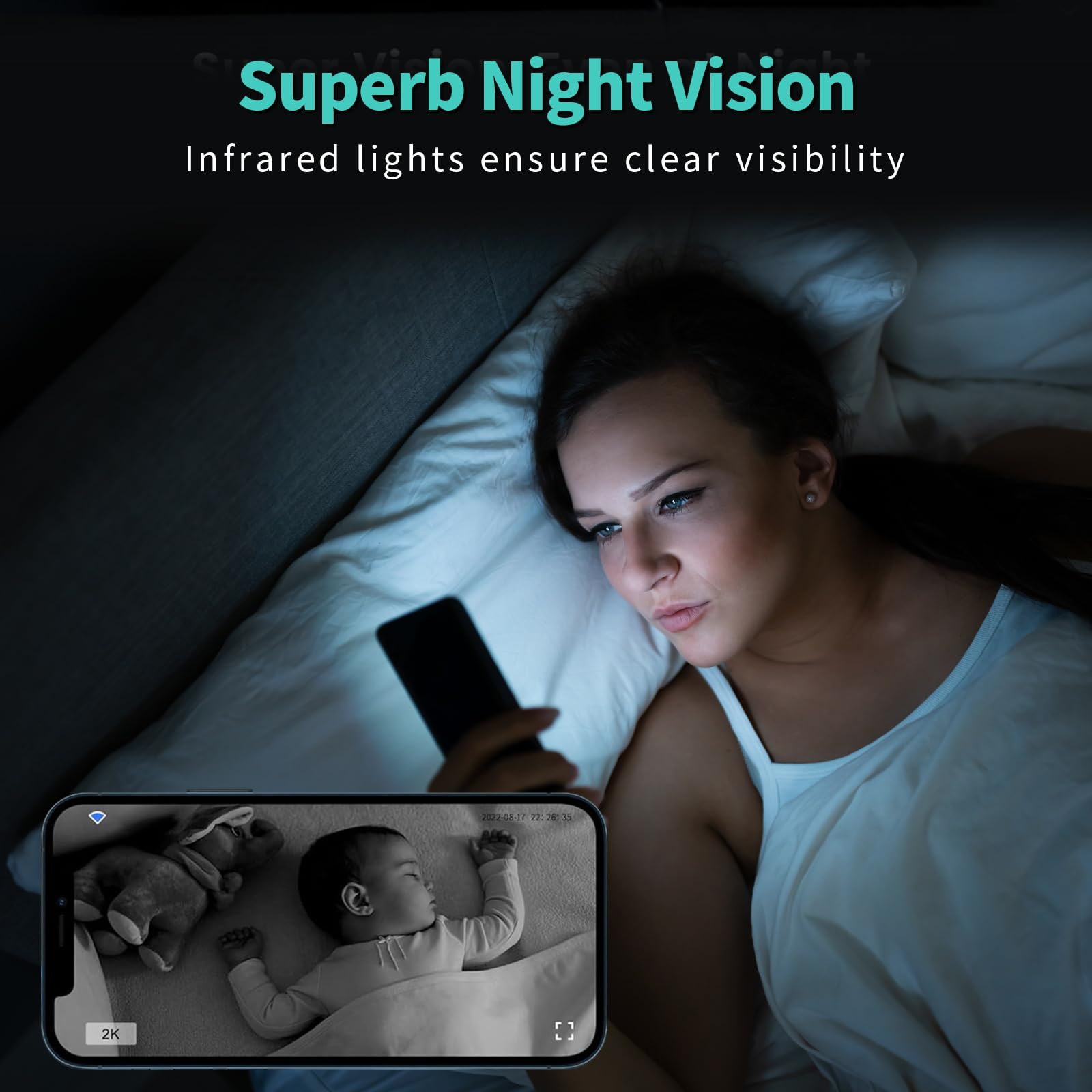 2K Indoor Security Camera with AI Motion Detection & Night Vision - Baby & Pet Monitor for Home Security
