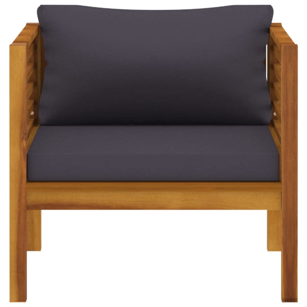 **Dark Gray Cushioned Acacia Wood Patio Chair - All-Weather Outdoor Furniture for Garden, Pool, Backyard, Deck & Poolside - Perfect for Relaxing & Entertaining**
