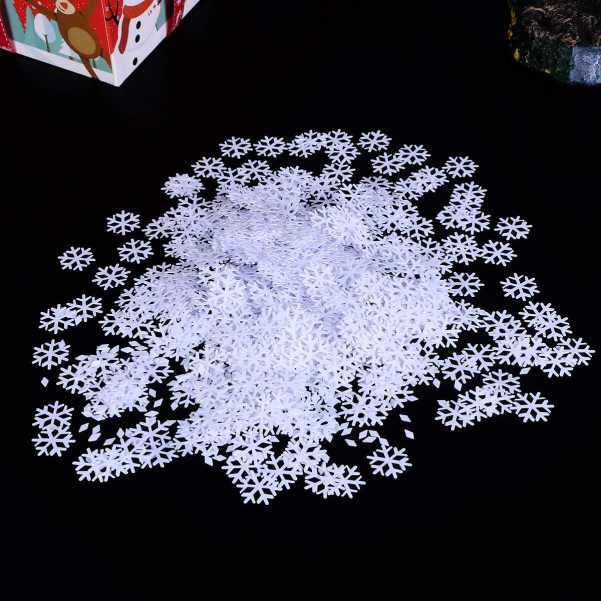 1200 Pcs Snowflake Ornaments - White Sequin Table Decor for Christmas, Winter Dinner Party, Wedding & Holiday Dining Room Decoration Supplies