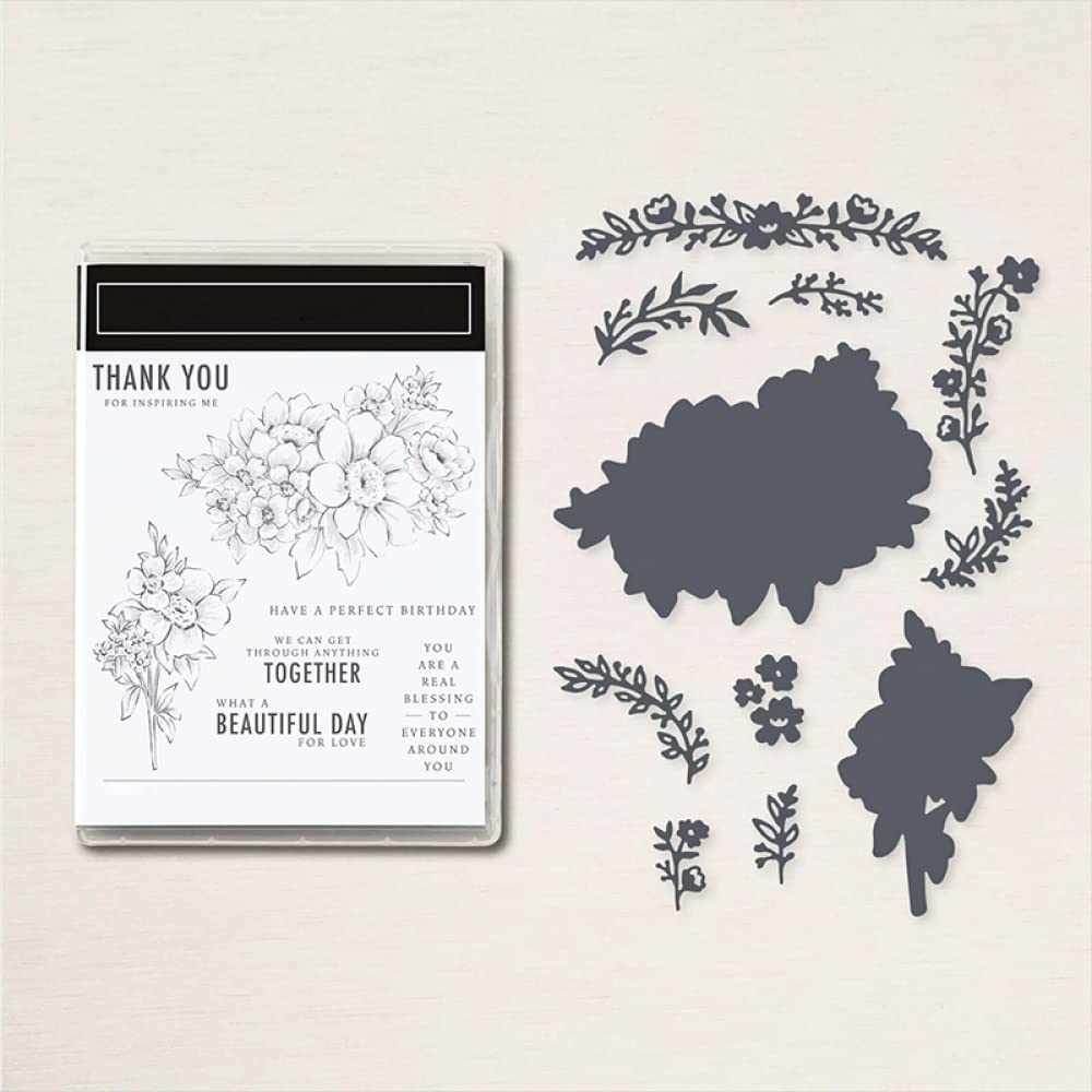 Floral Leaves Stamps & Dies Set for Card Making, DIY Scrapbooking - Thank You Inspirational Words Phrase - Transparent Silicone Stamps for Paper Crafting, Arts & Crafts - Perfect for Greeting Cards, Journals, and Home Decor Projects