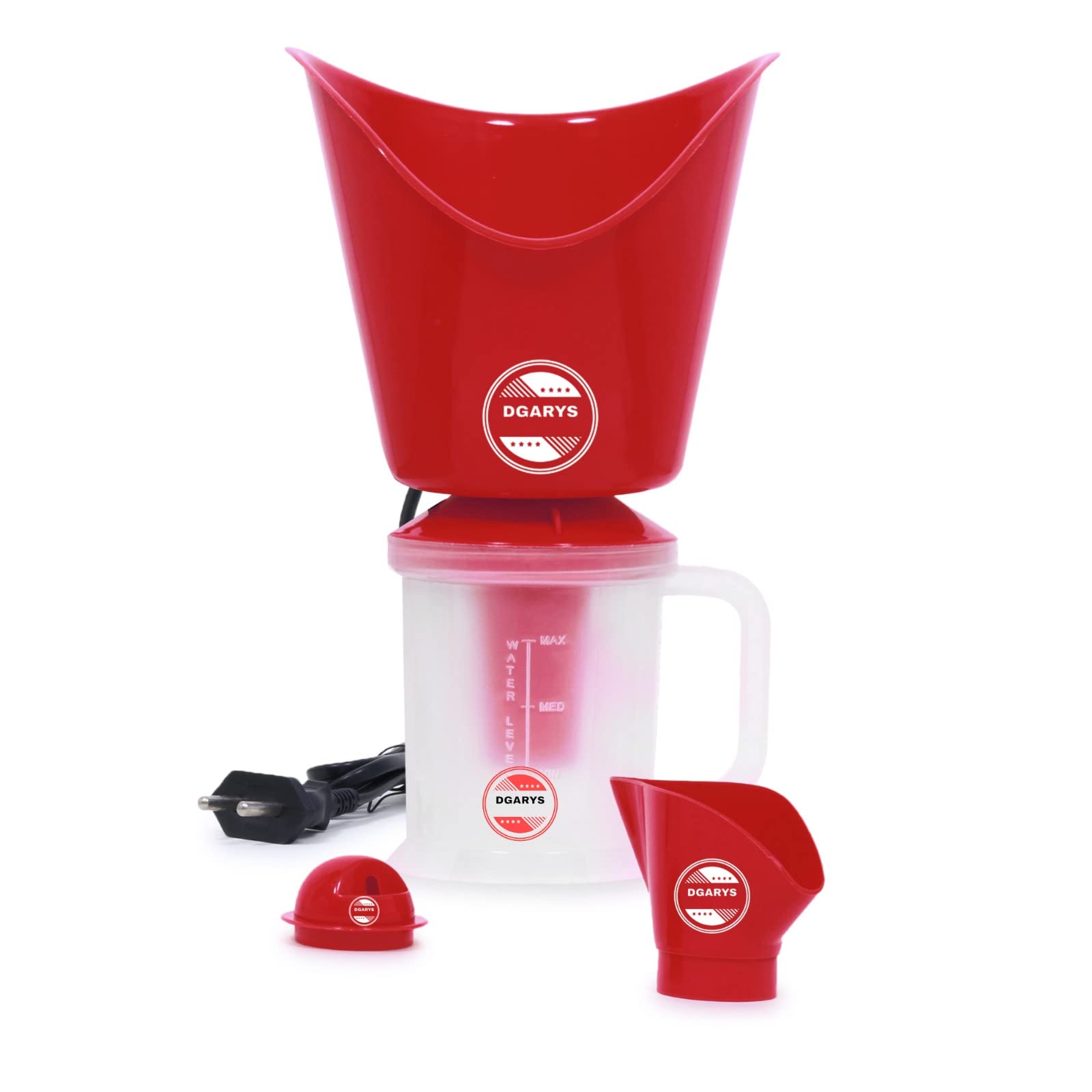DGARYS Professional Vaporizer Machine for Cold Relief & Facial Steam - 3-in-1 Nasal Inhaler, Facial Steamer & Beauty Device for Salon & Home Use - Perfect for Cough Relief, Skin Hydration & Aromatherapy (Red)