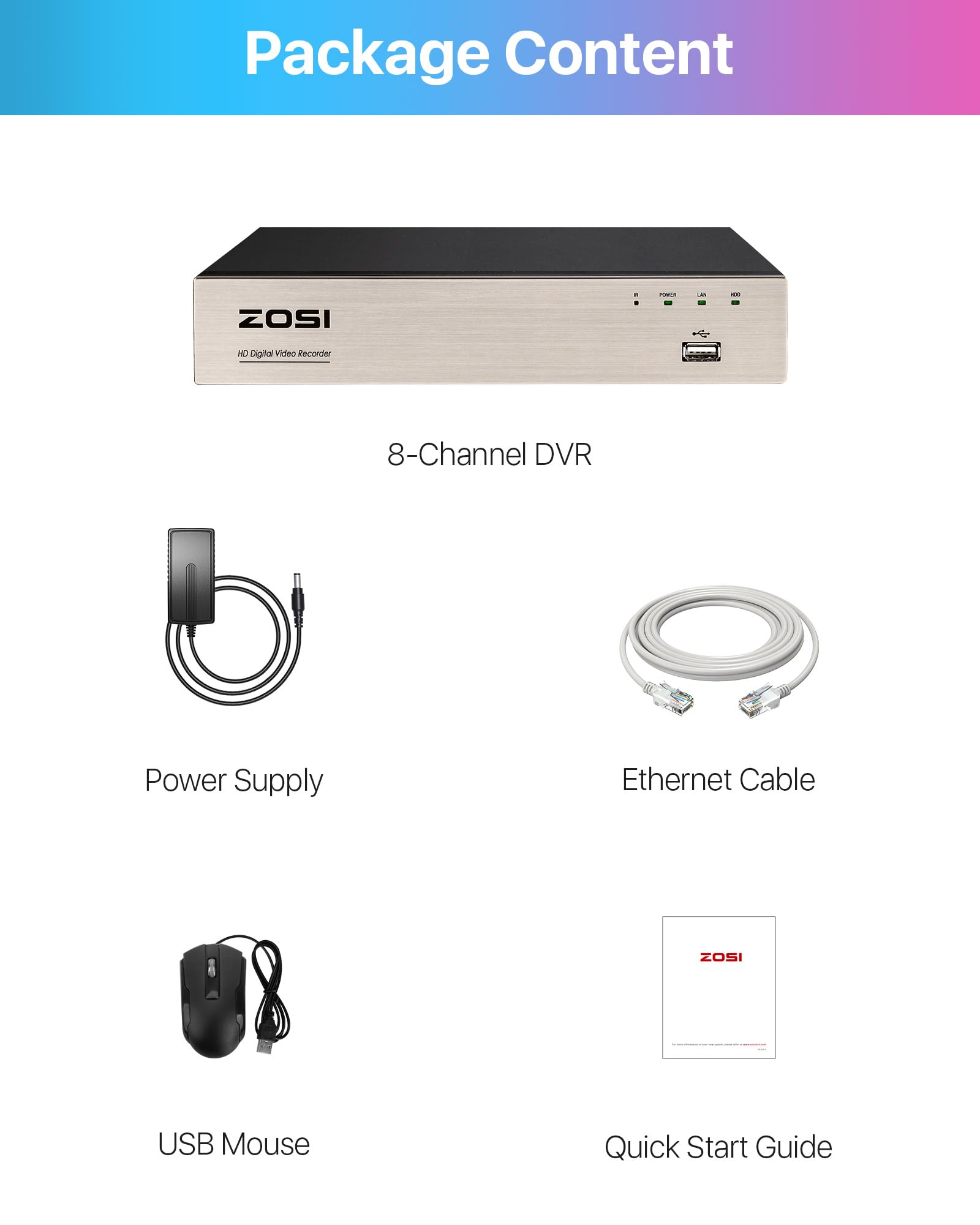 ZOSI H.265+ 3K Lite 8 Channel CCTV DVR with 1TB Hard Drive - Motion Detection & Alert Push - 8CH 1080P Hybrid 4-in-1 Analog (TVI/AHD/CVI/CVBS) Security DVR Recorder for 720P, 960H, 1080P Cameras - Home & Business Surveillance System